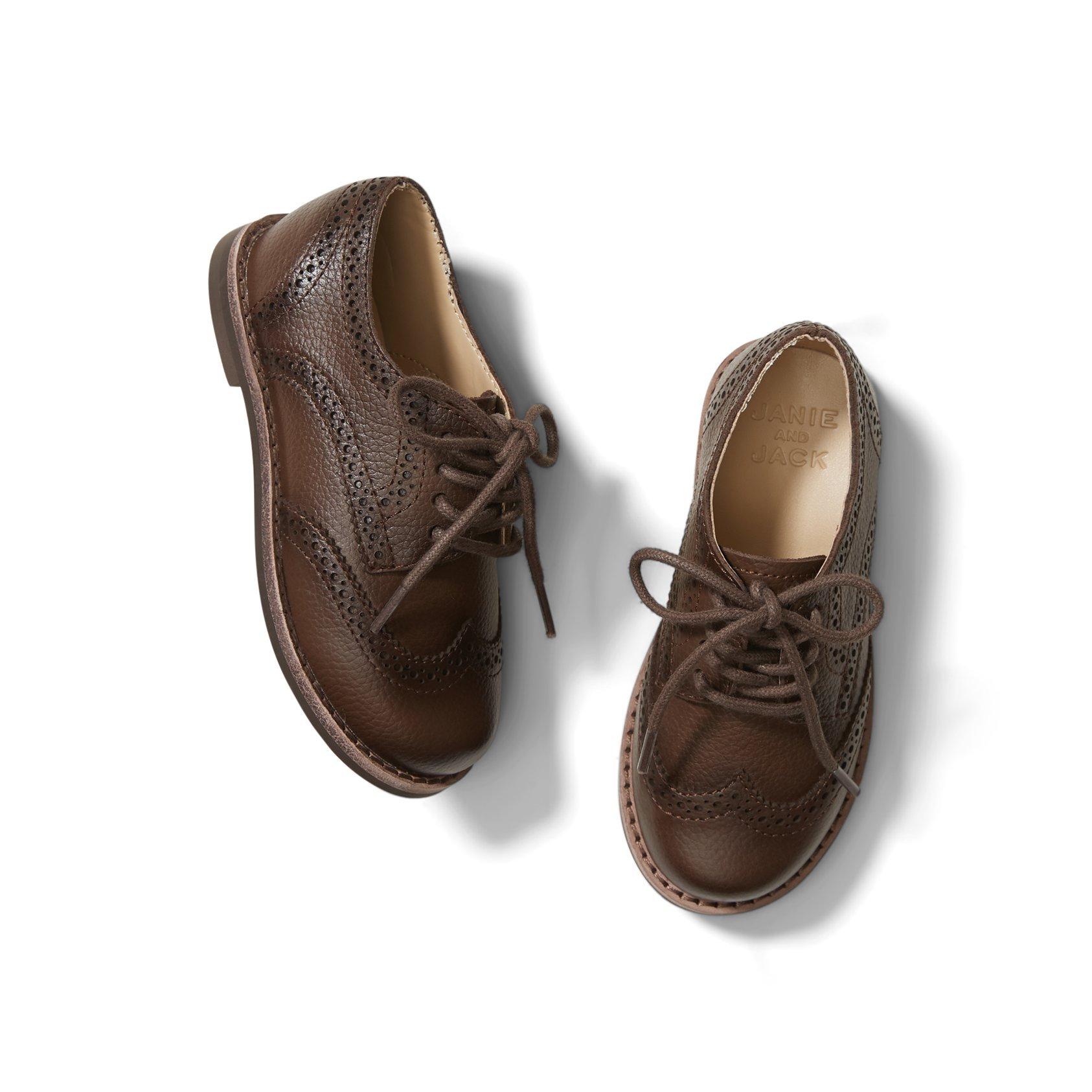 Janie and Jack Leather Wing Tip Shoe
