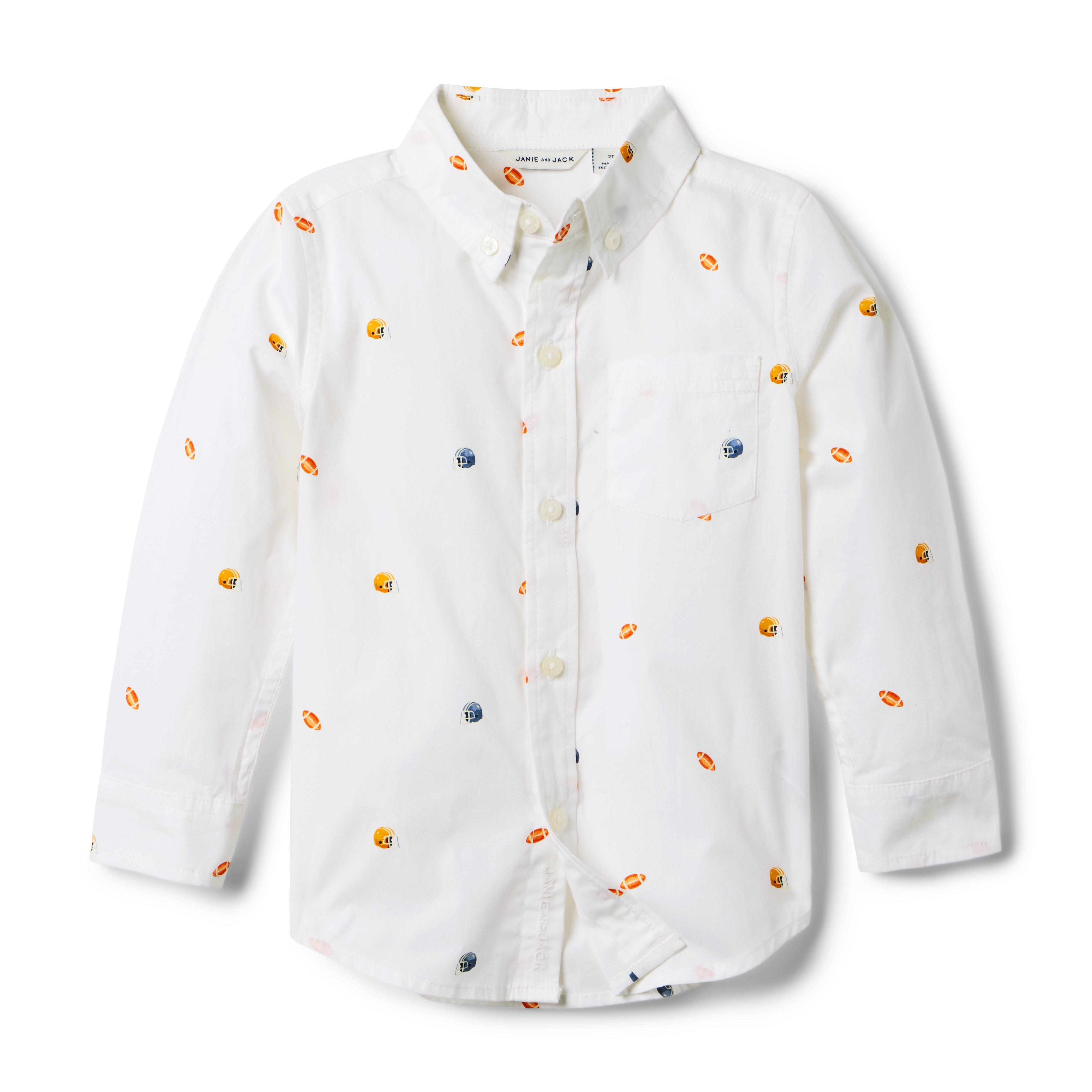 Janie and Jack Football Poplin Shirt
