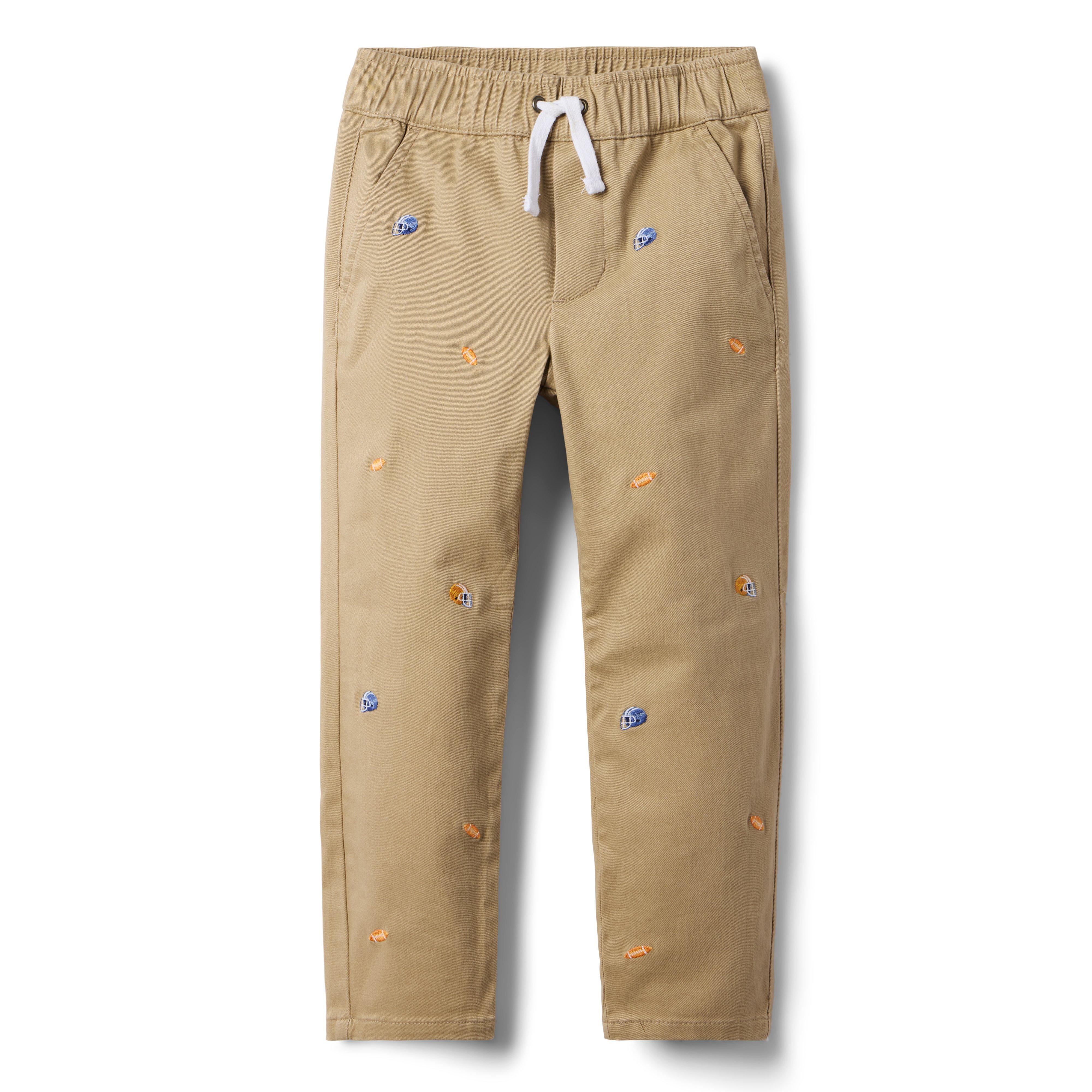 Janie and Jack Embroidered Football Twill Pant