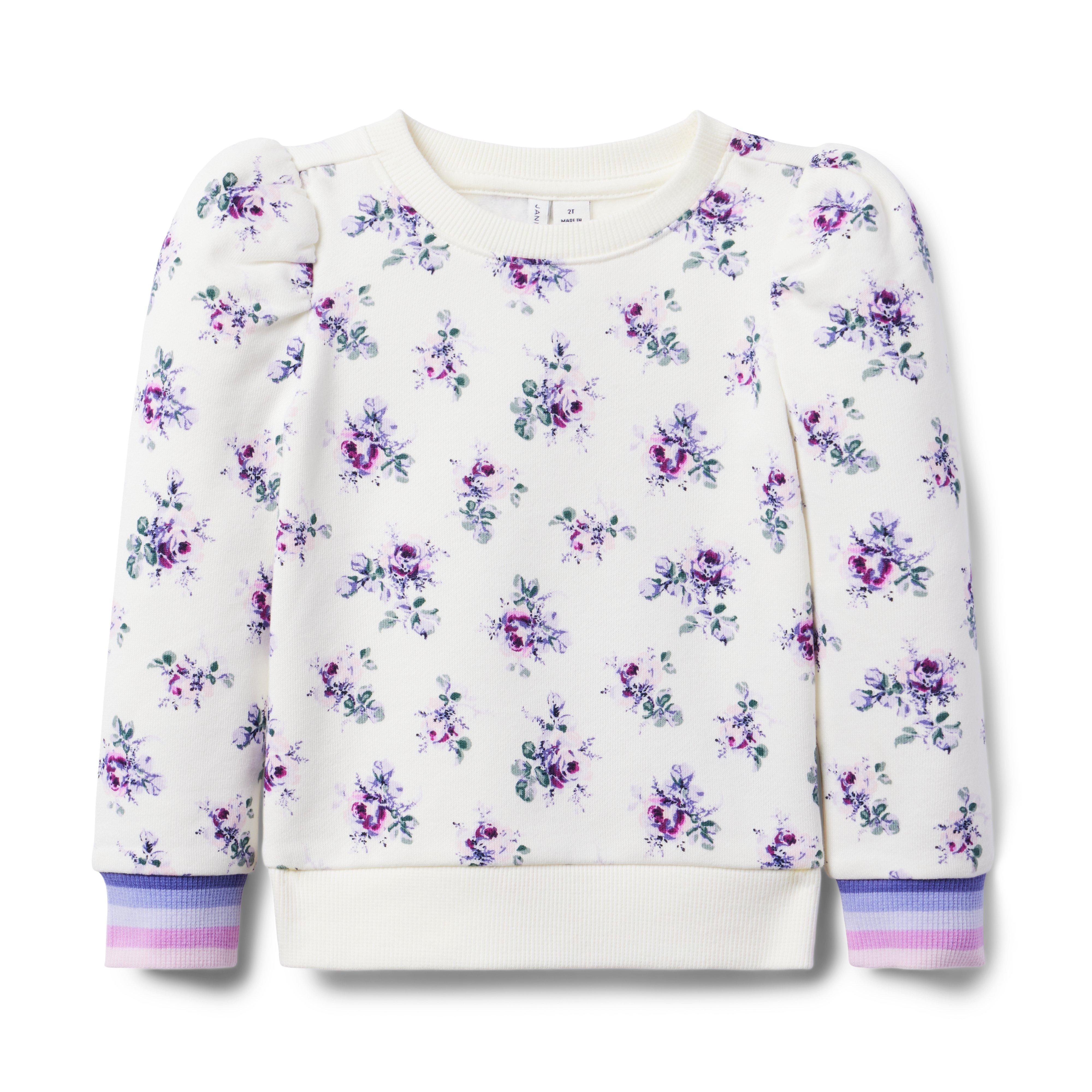 Janie and Jack Floral Puff Sleeve Sweatshirt