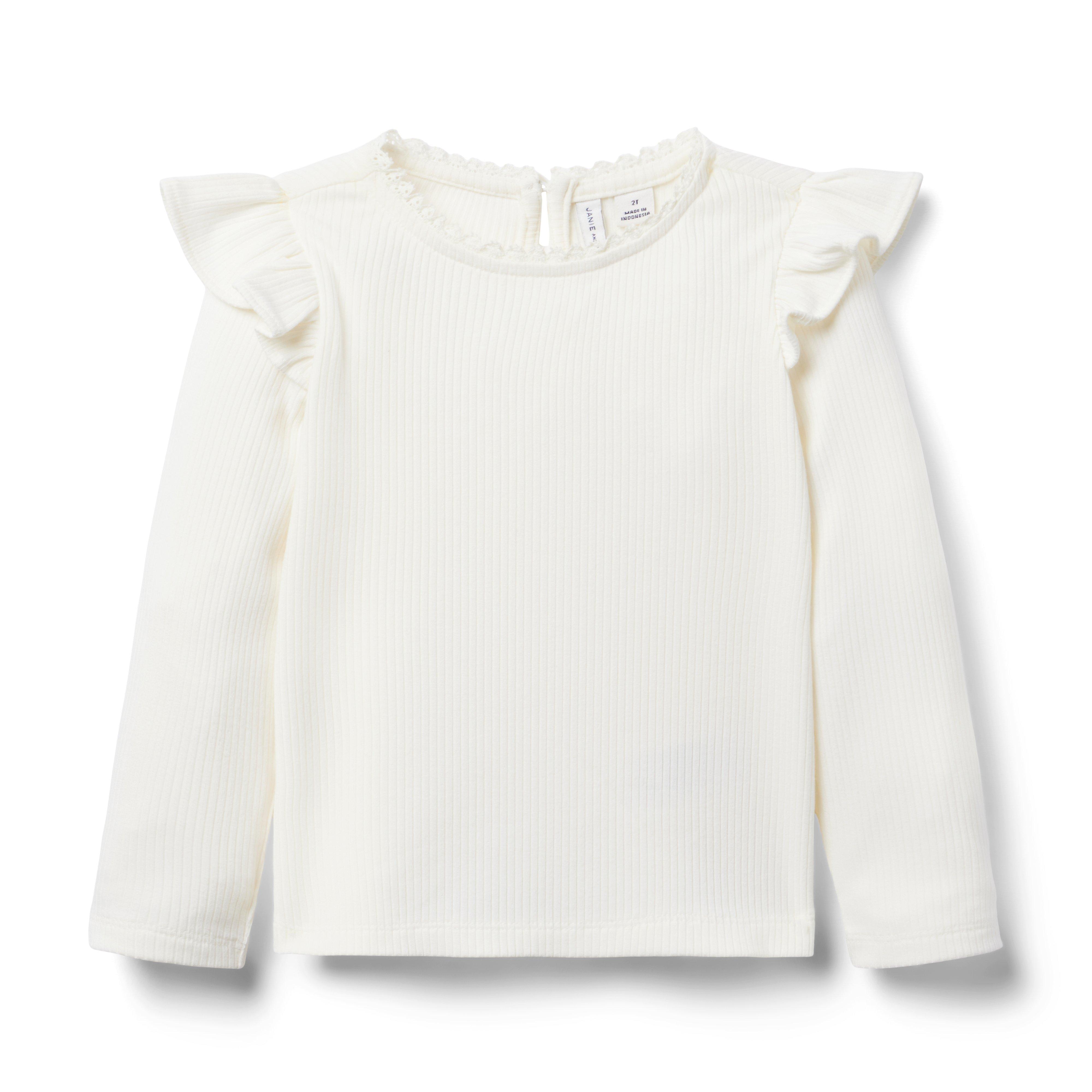 Janie and Jack Ribbed Ruffle Shoulder Top