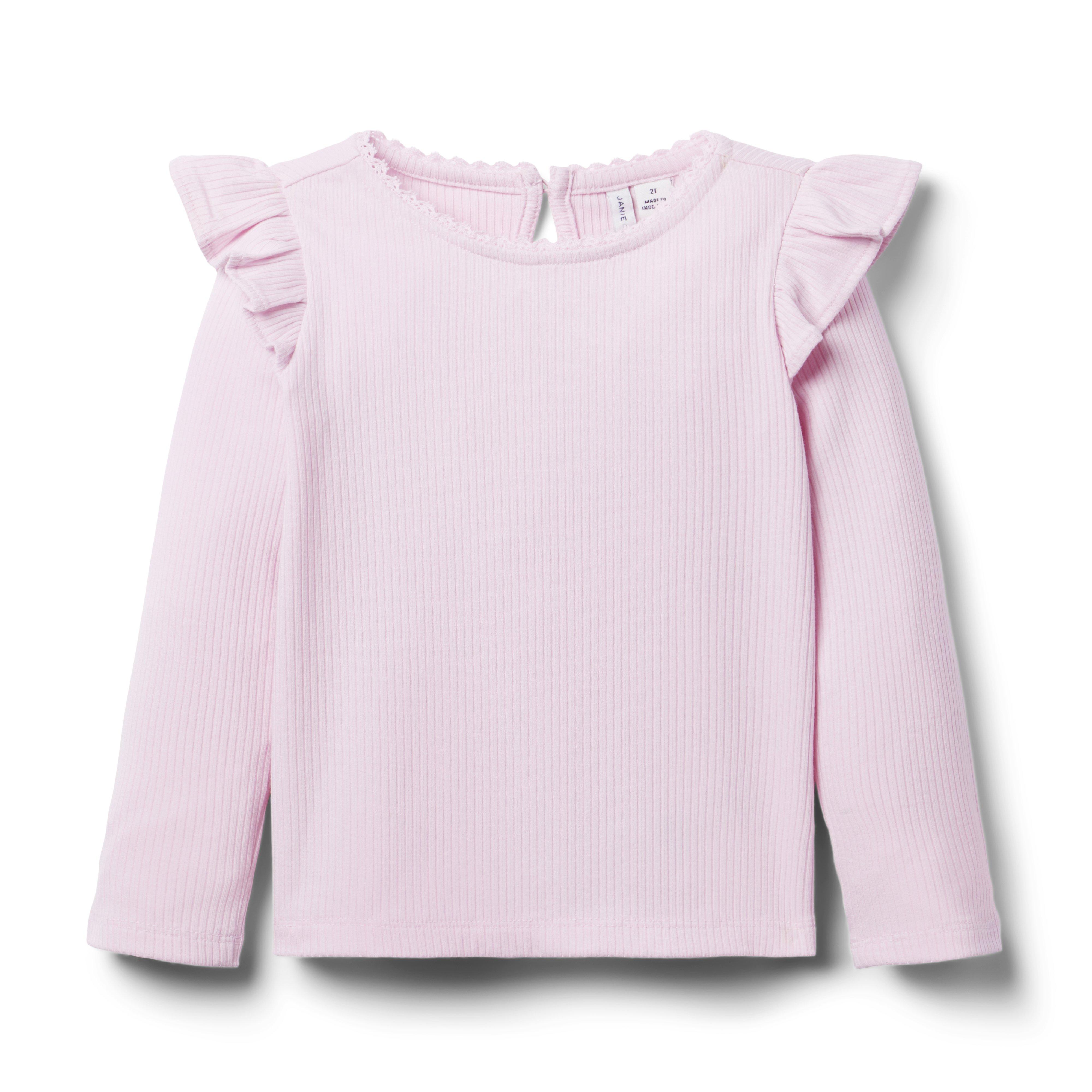Janie and Jack Ribbed Ruffle Shoulder Top