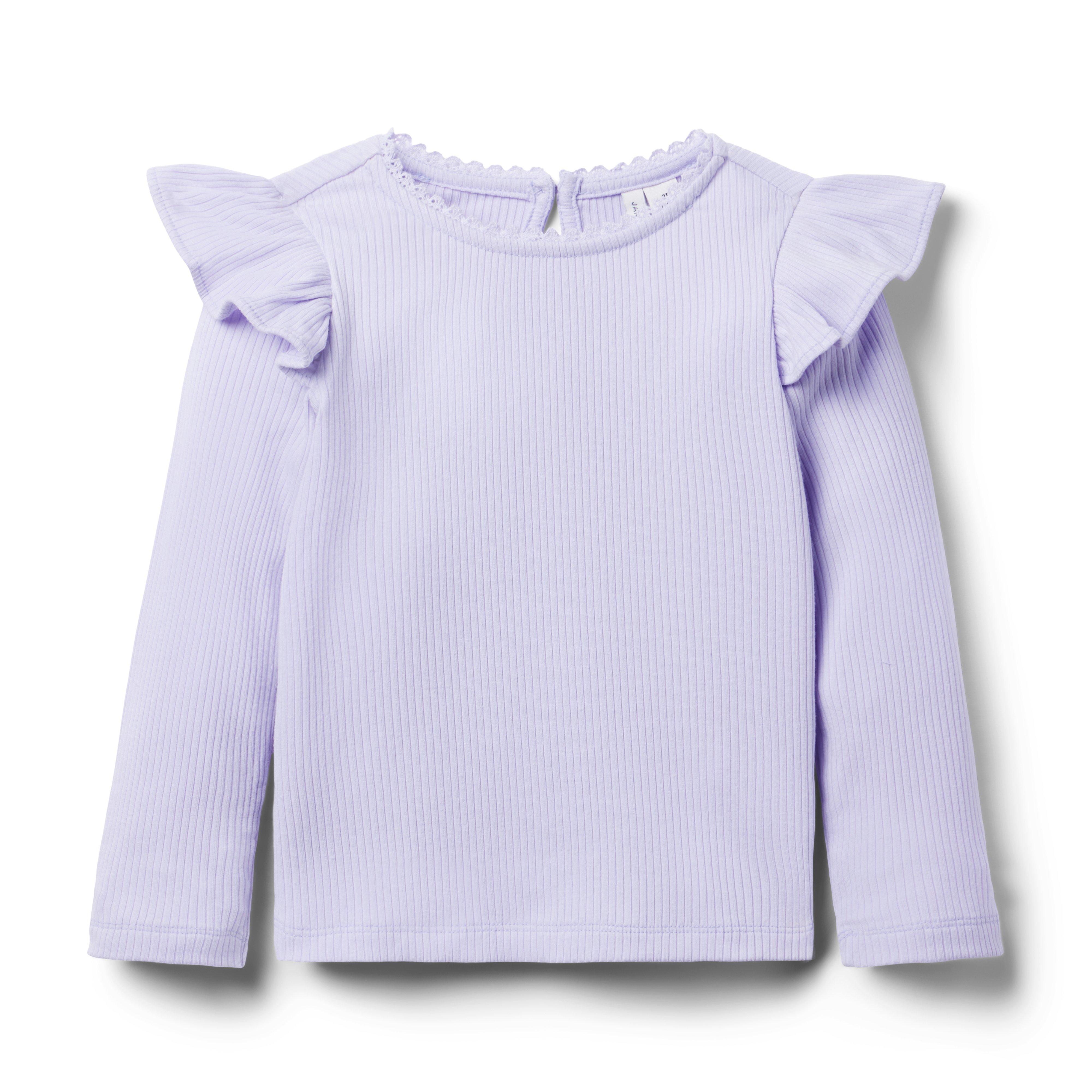 Janie and Jack Ribbed Ruffle Shoulder Top