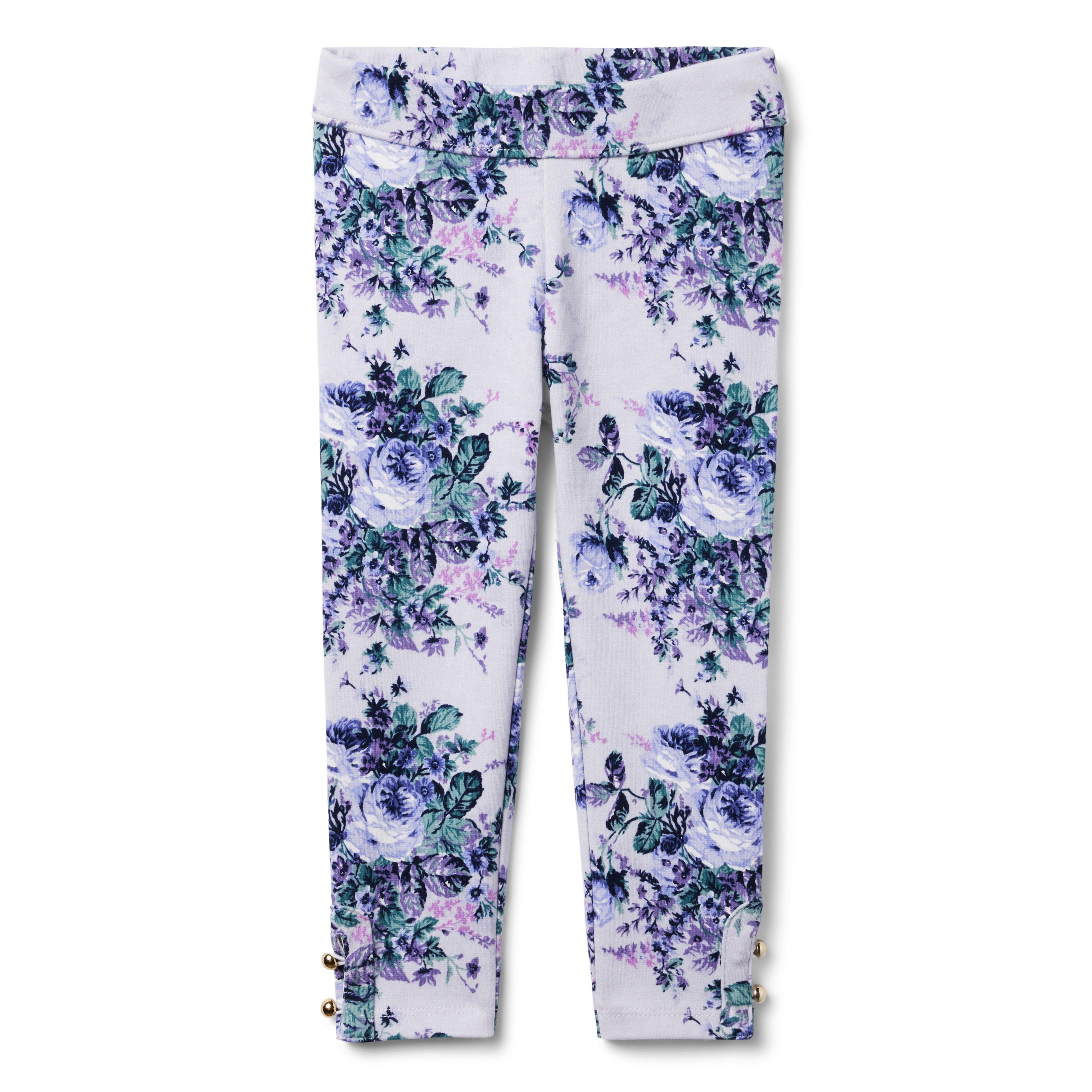 Janie and Jack Floral Button Cuff Ponte Pant