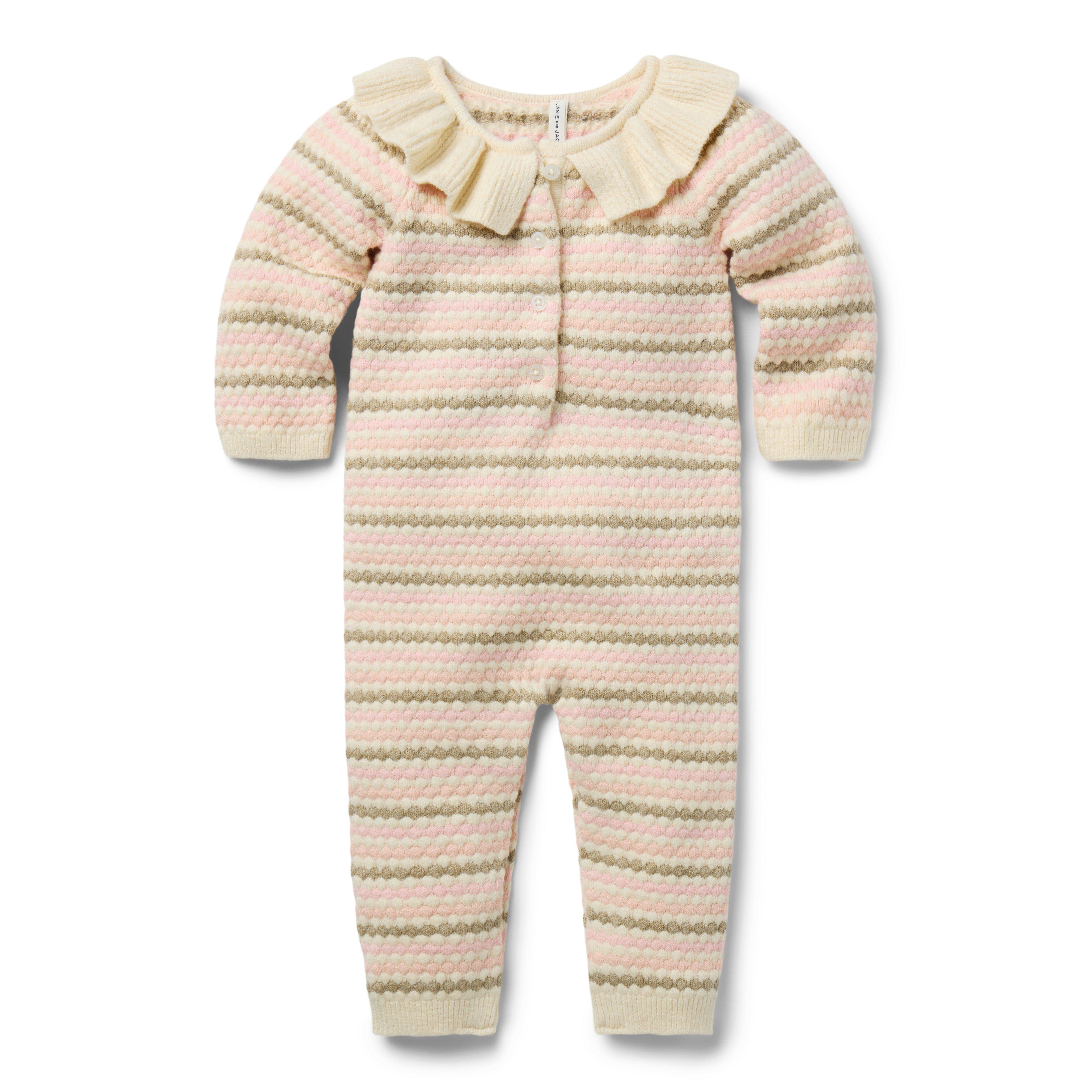Janie and Jack Baby Striped Ruffle Collared One-Piece