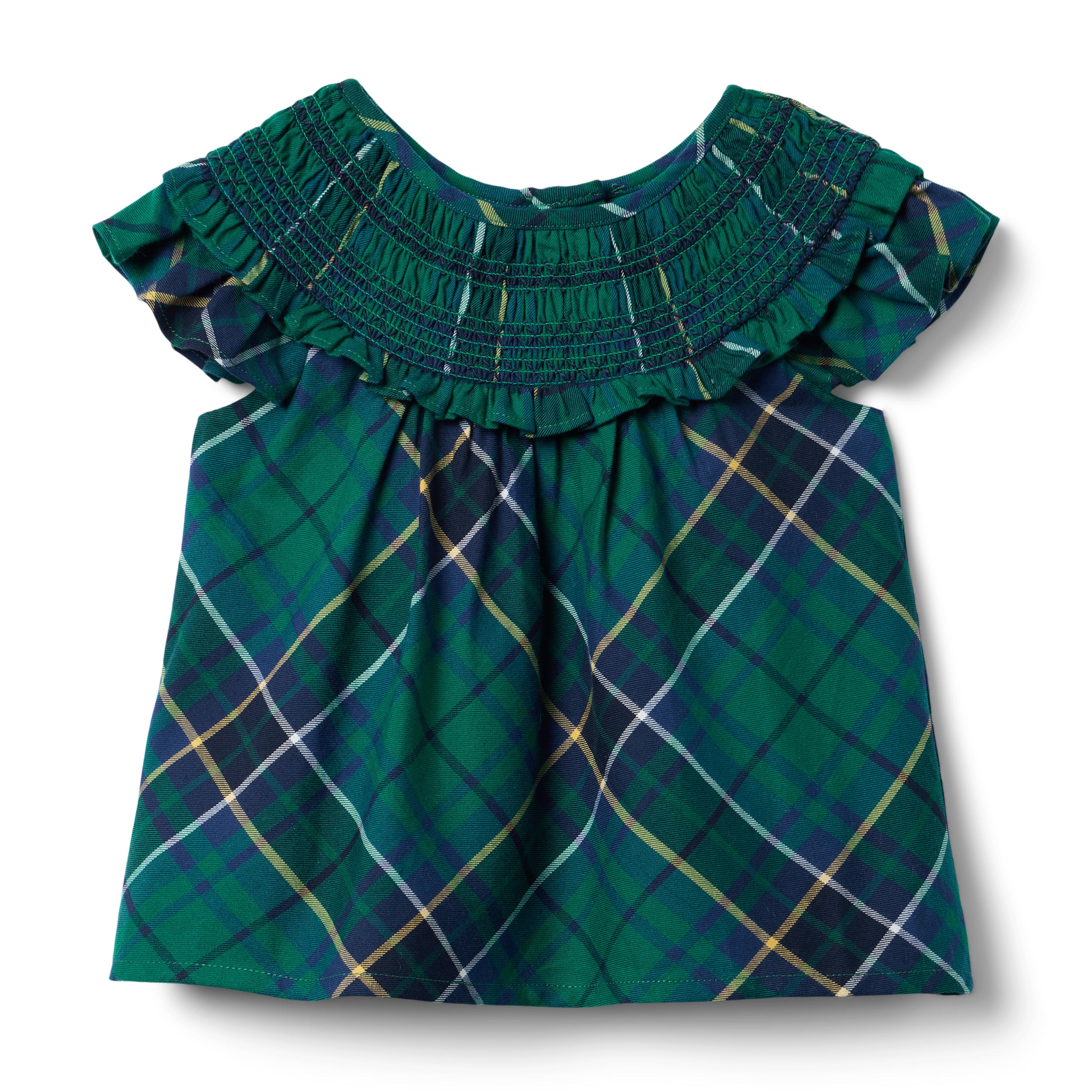 Janie and Jack The Tartan Smocked Ruffle Top