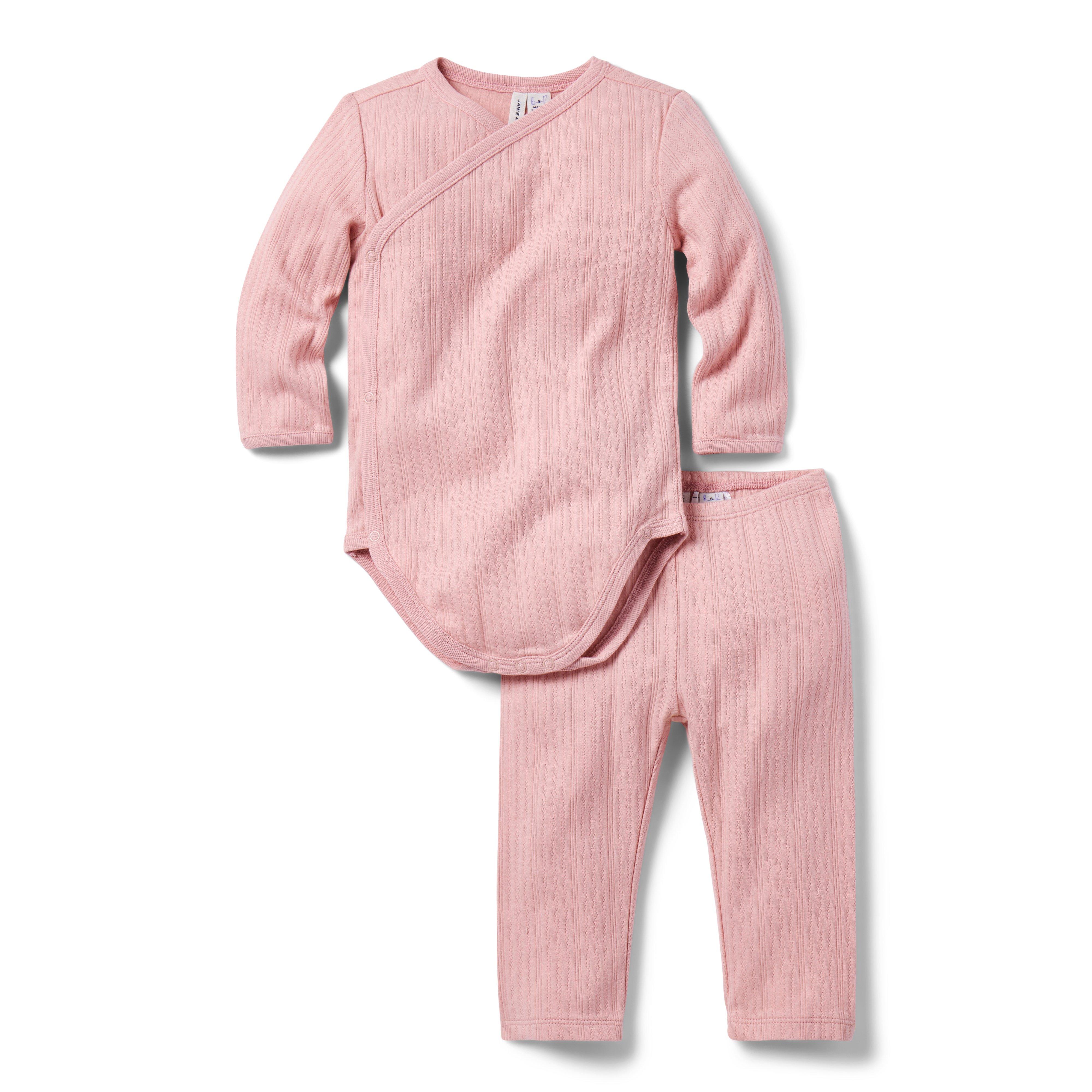 Janie and Jack Baby Ribbed Wrap Matching Set