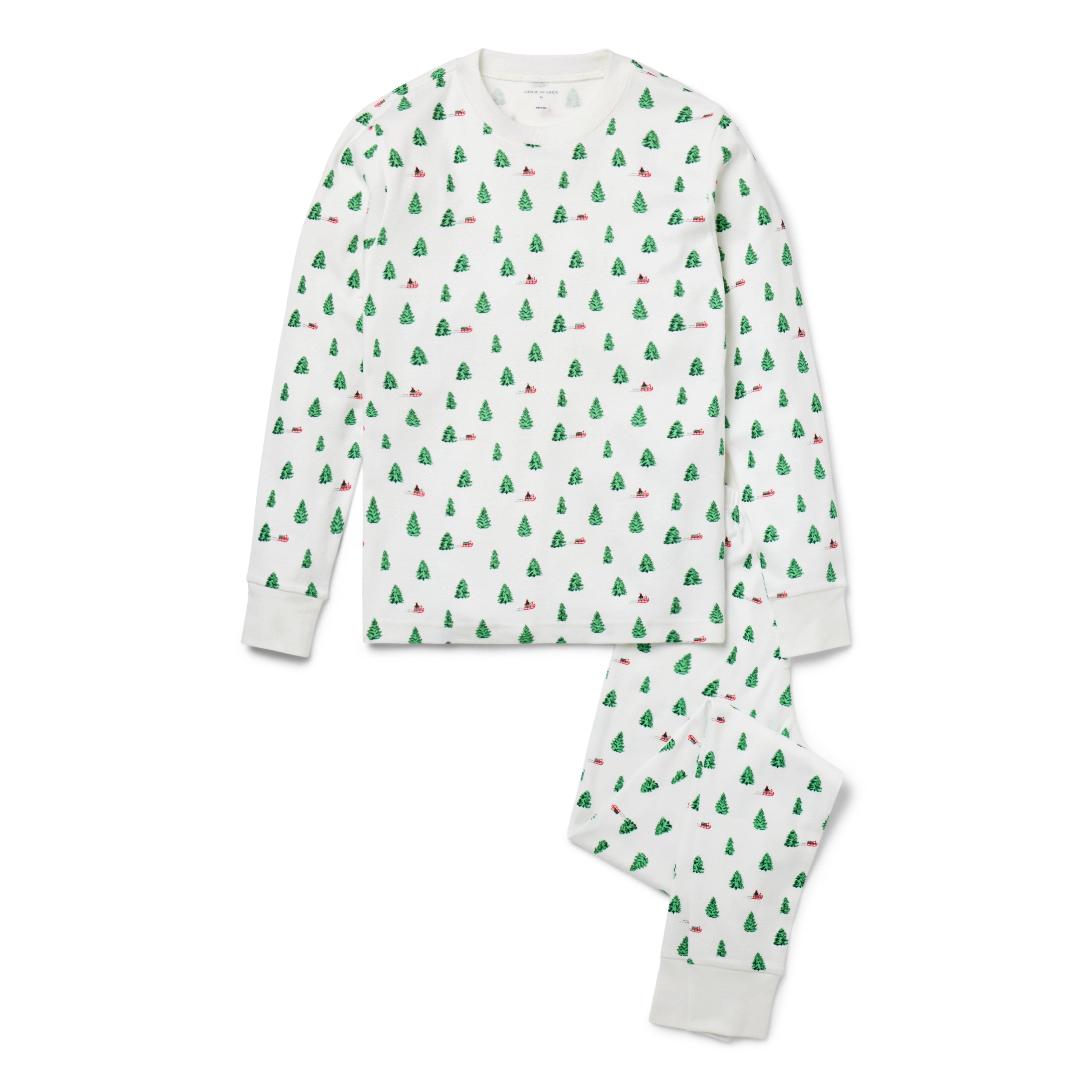 Janie and Jack Men's Good Night Pajama In Holiday Tree