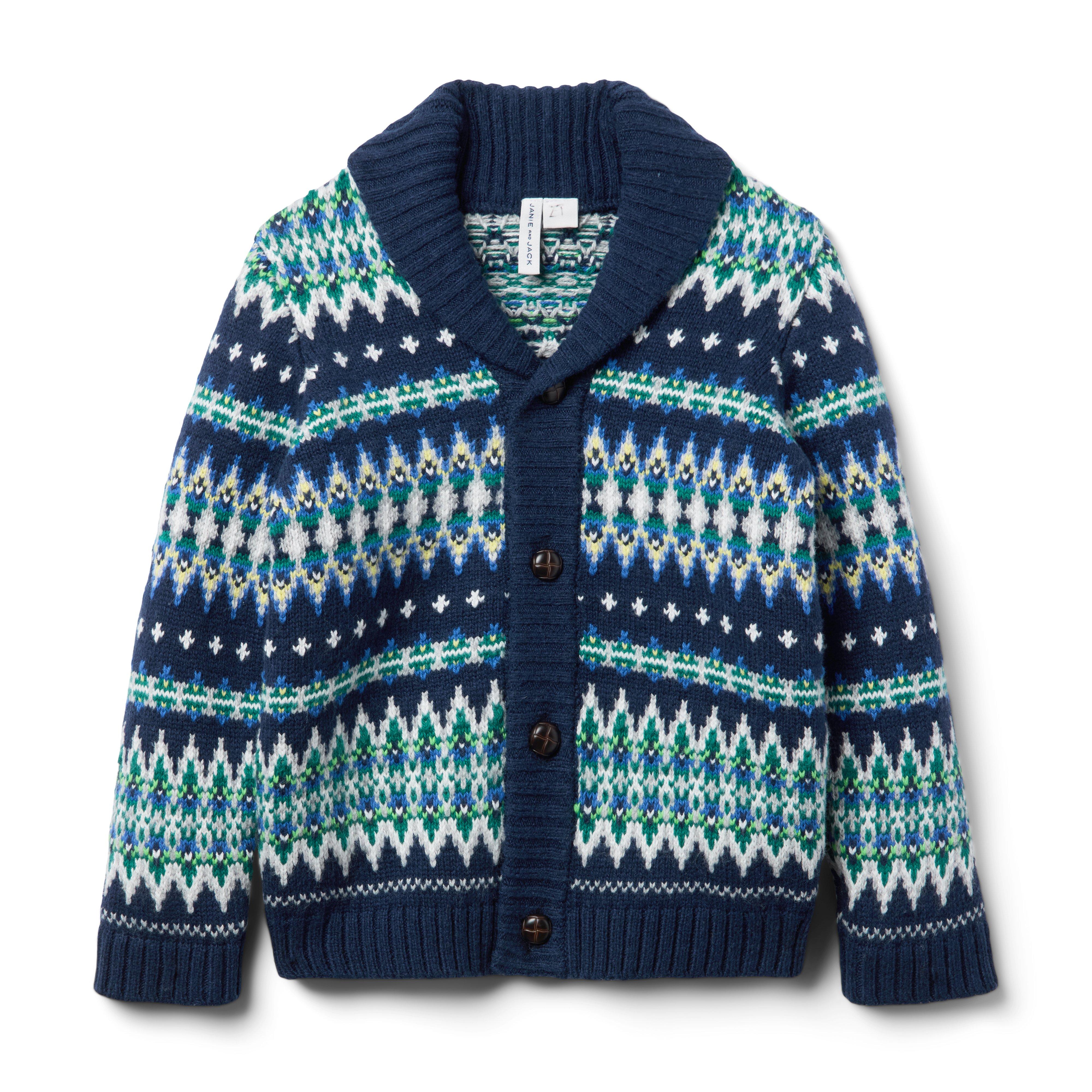 Janie and Jack Fair Isle Shawl Collar Cardigan