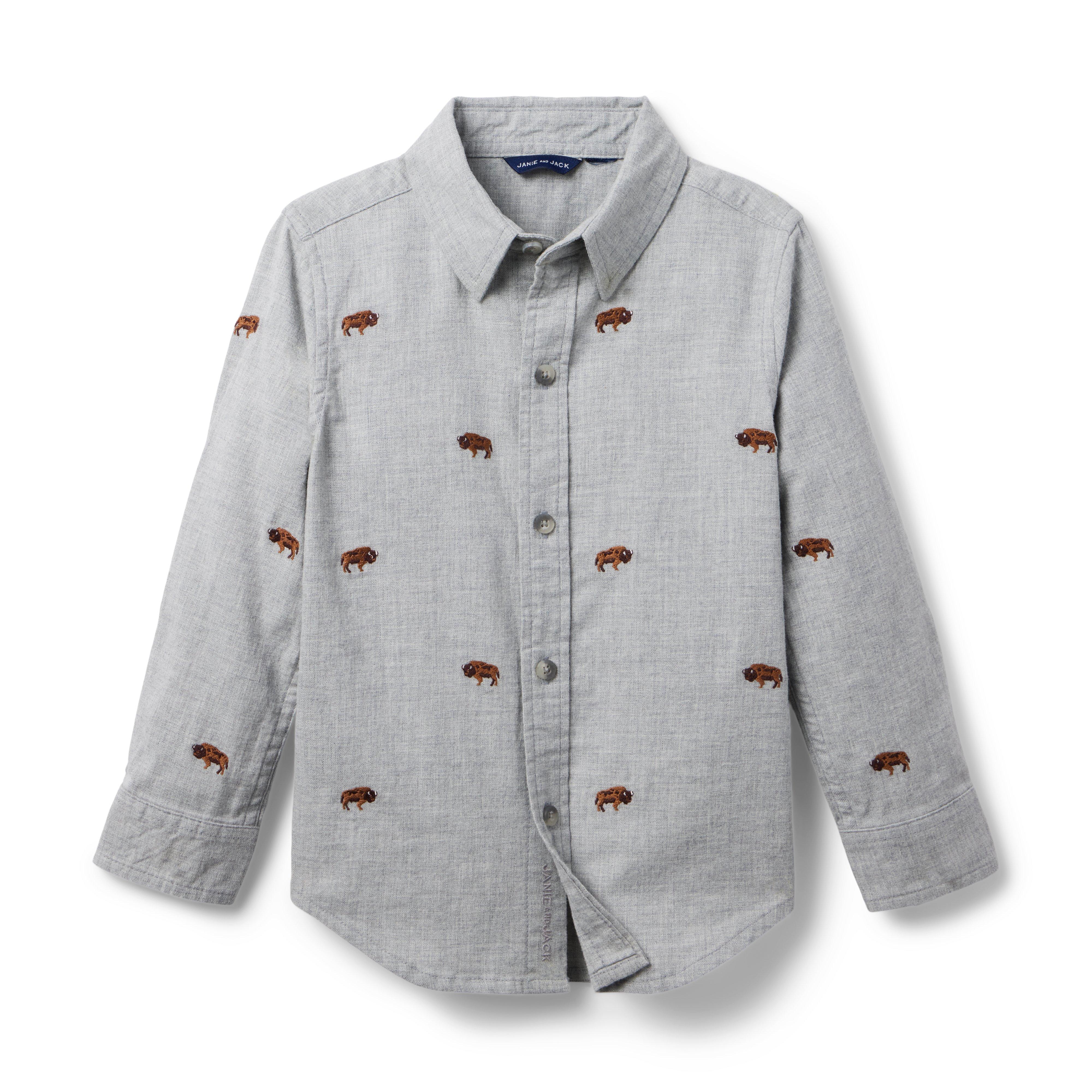 Janie and Jack Embroidered Buffalo Flannel Shirt