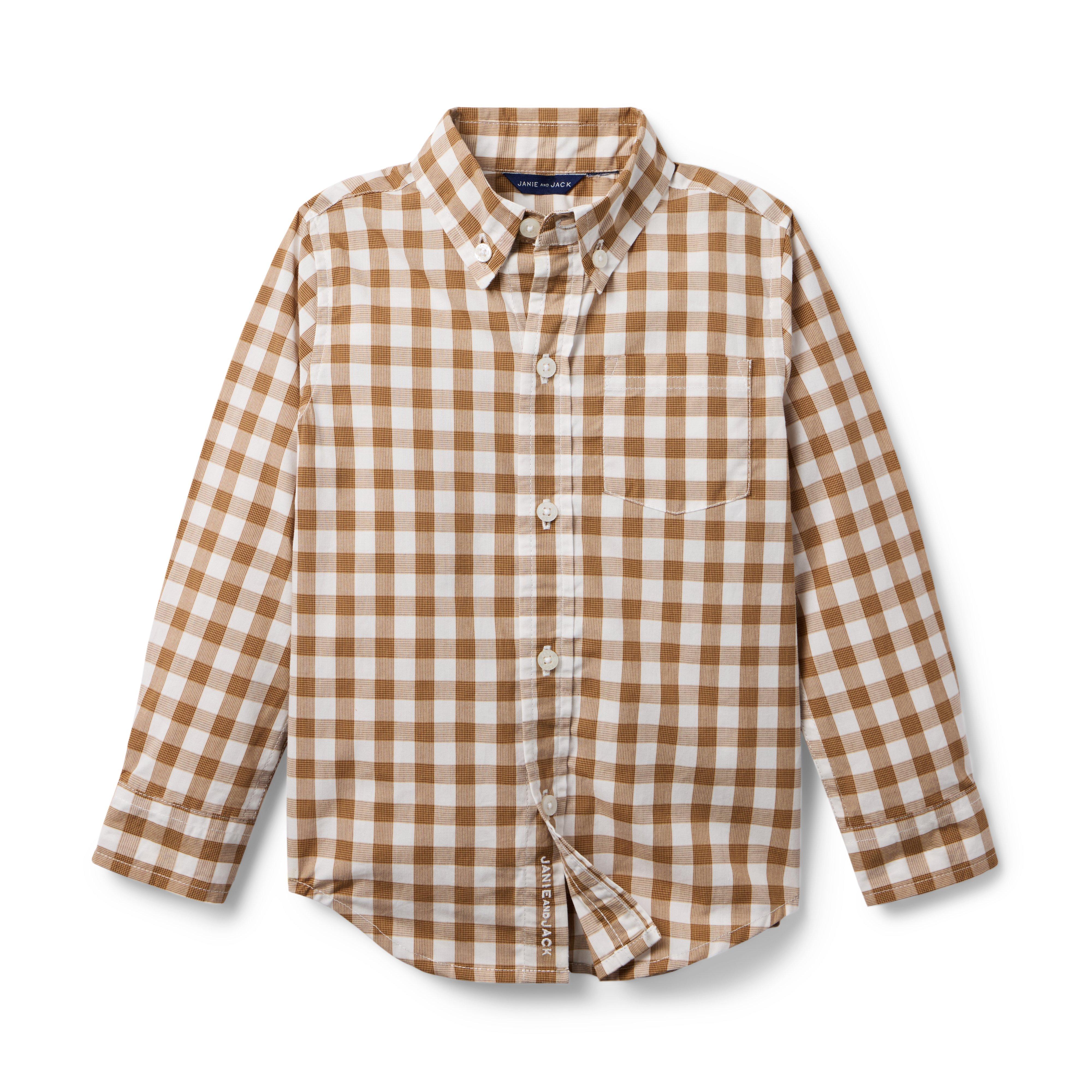Janie and Jack Gingham Poplin Shirt