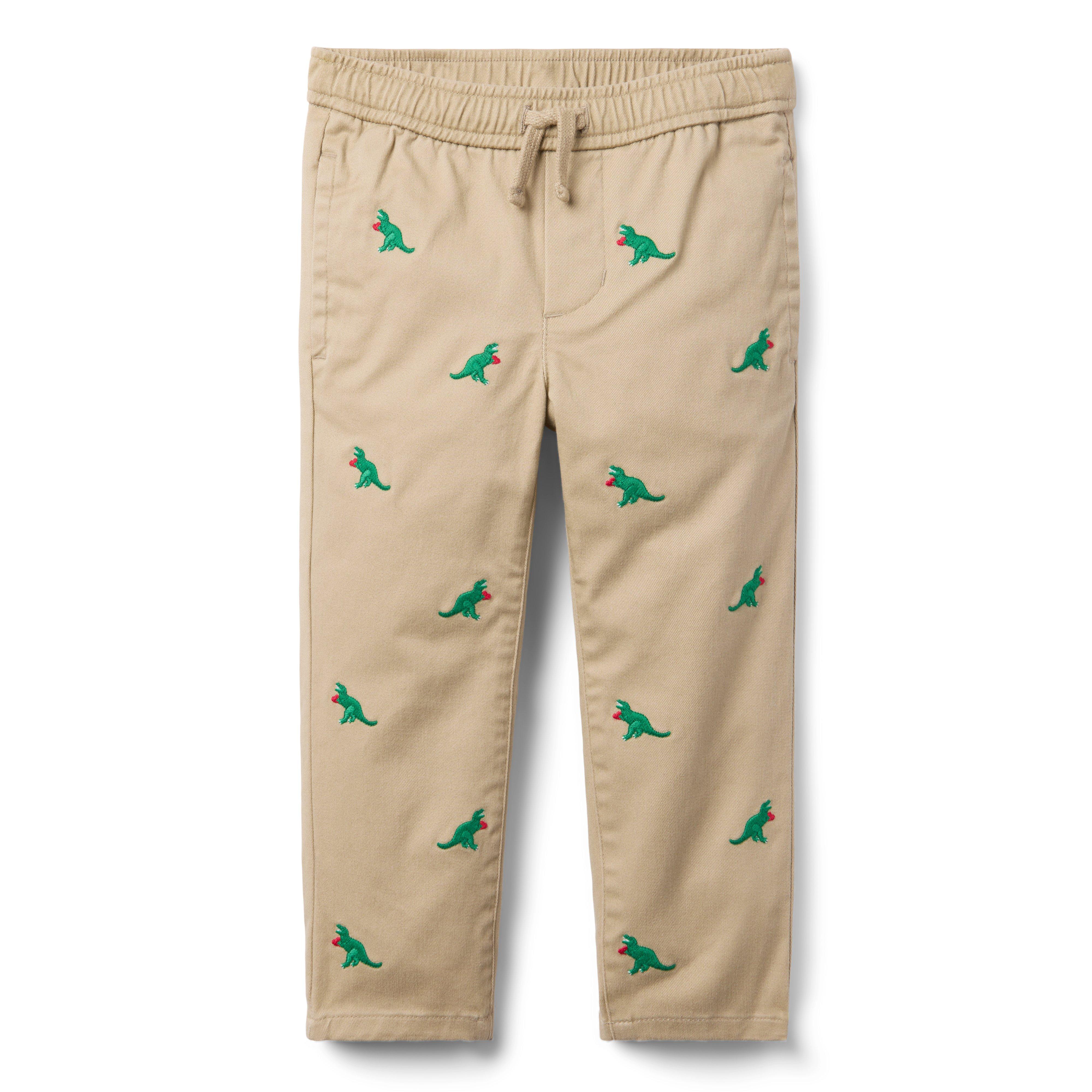 Janie and Jack Embroidered Dinosaur Heart Twill Jogger