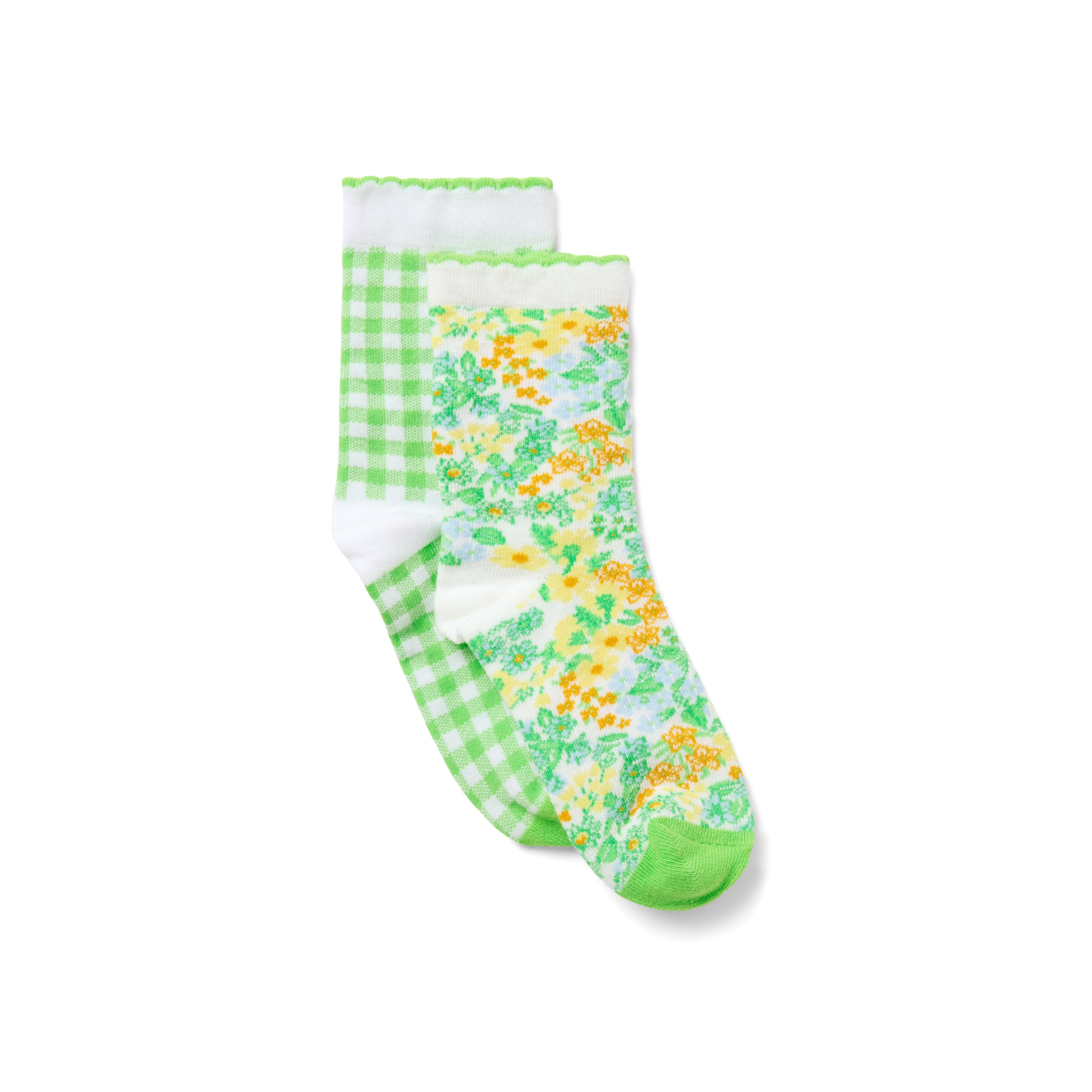 Janie and Jack Floral And Gingham Sock 2-Pack