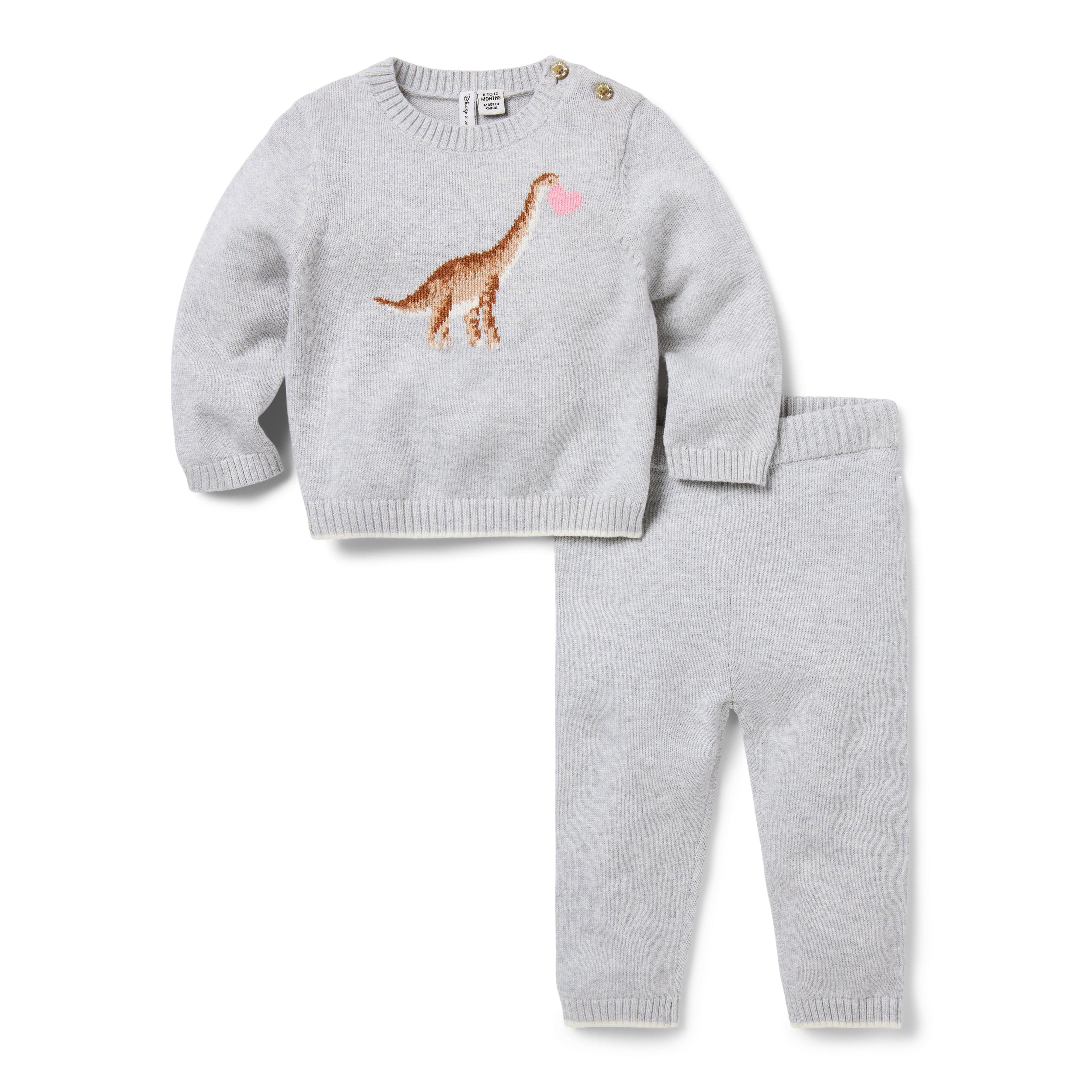 Janie and Jack Baby Dinosaur Heart Matching Sweater Set