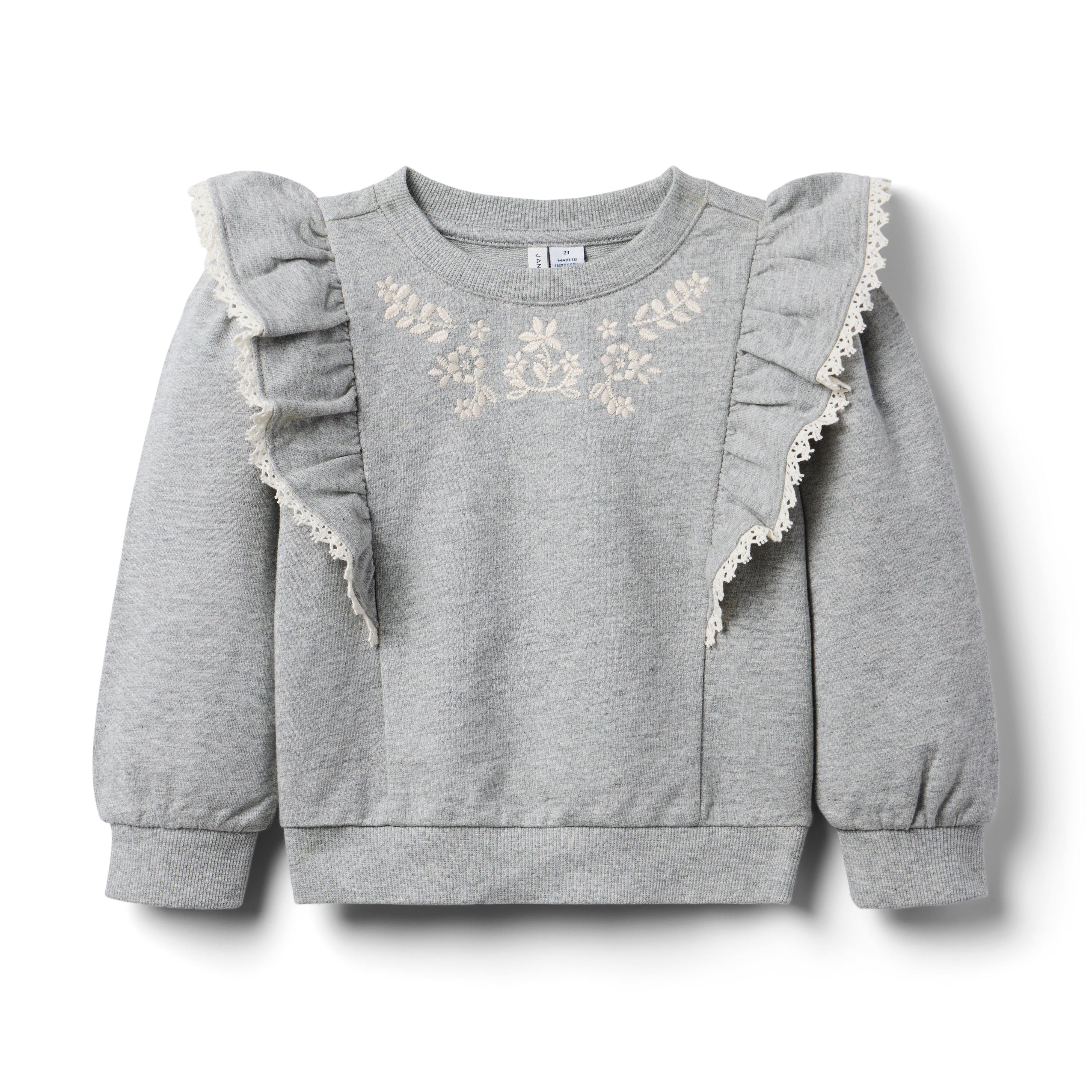 Janie and Jack Embroidered Ruffle Sweatshirt