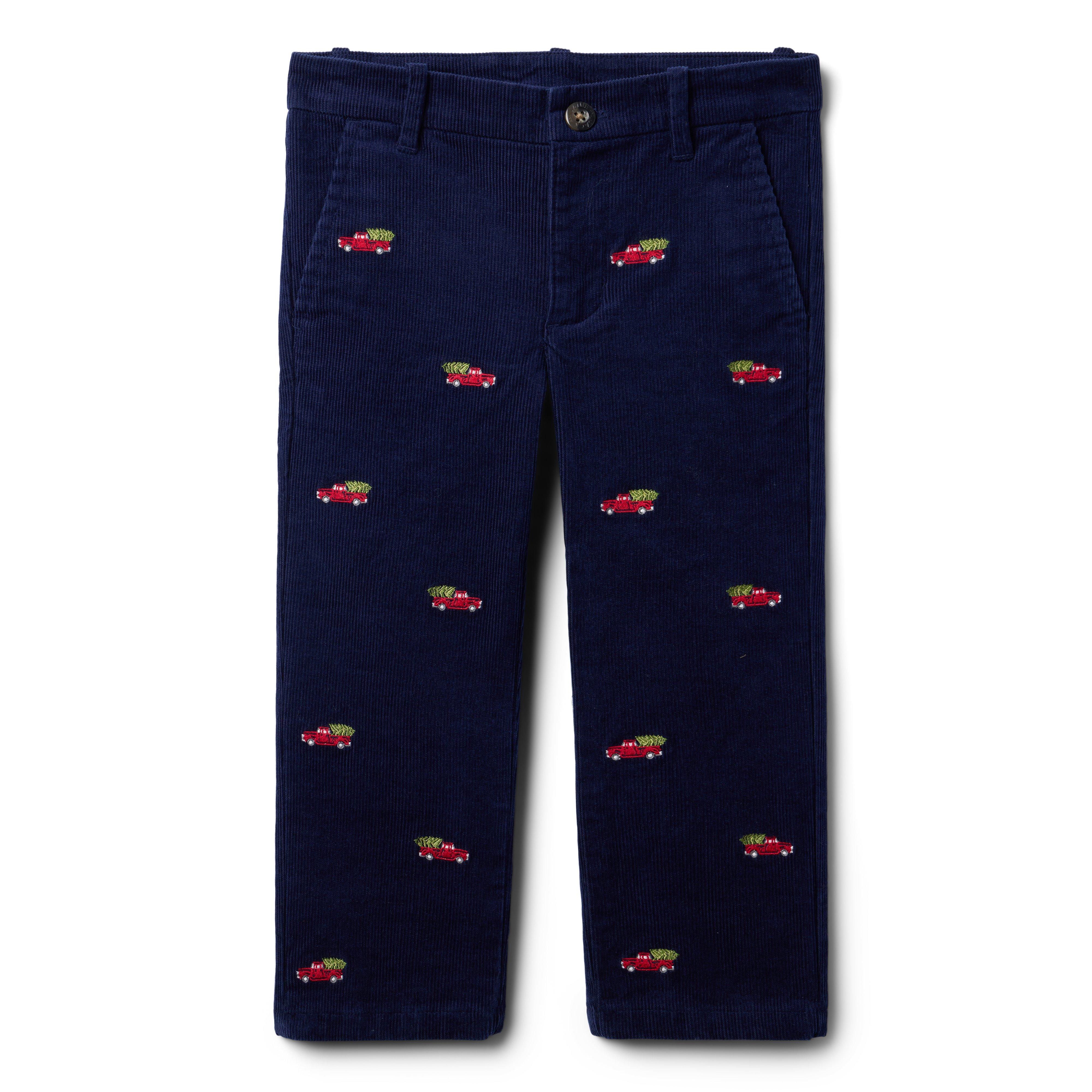 Janie and Jack The Embroidered Holiday Corduroy Pant