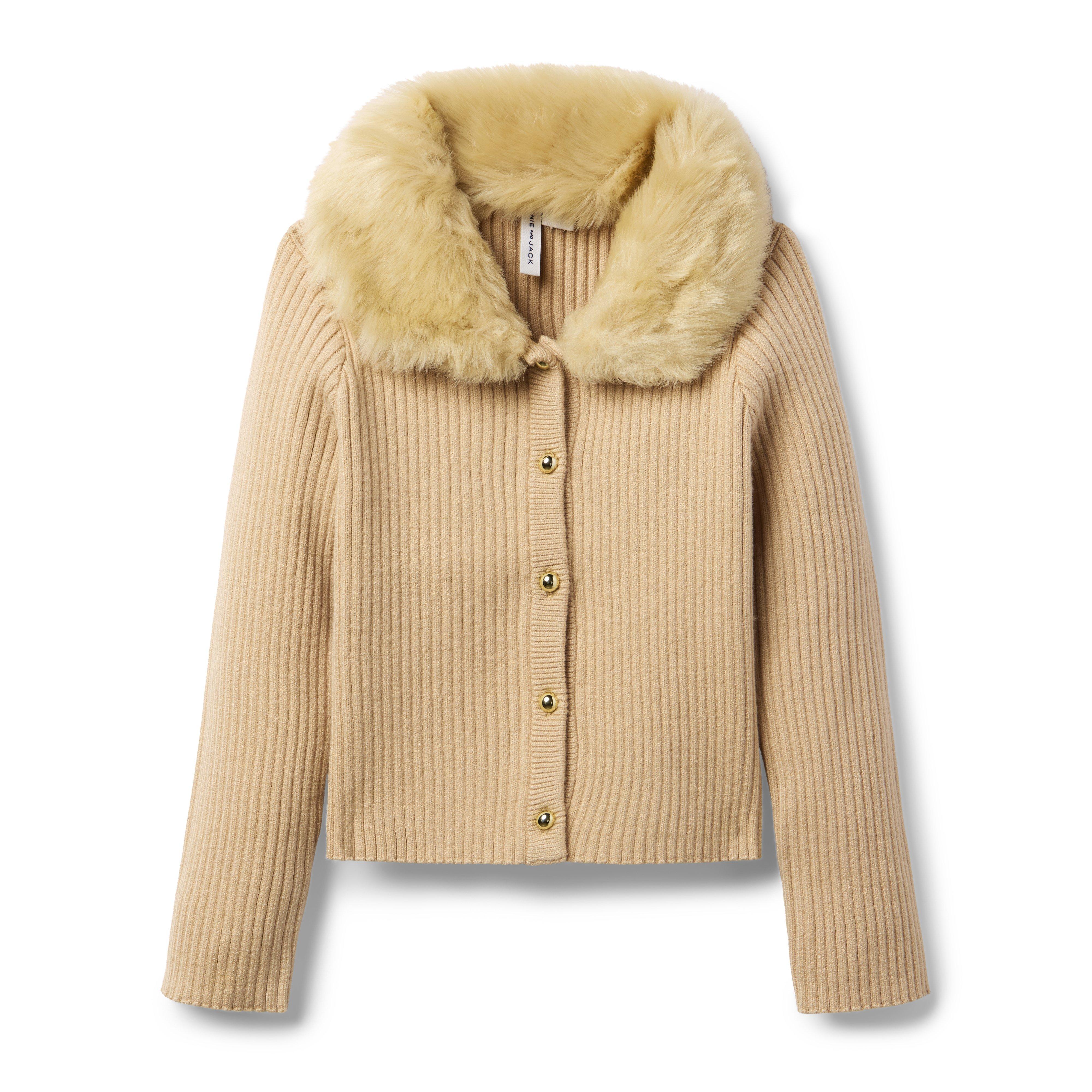 Janie and Jack Faux Fur Collar Cardigan