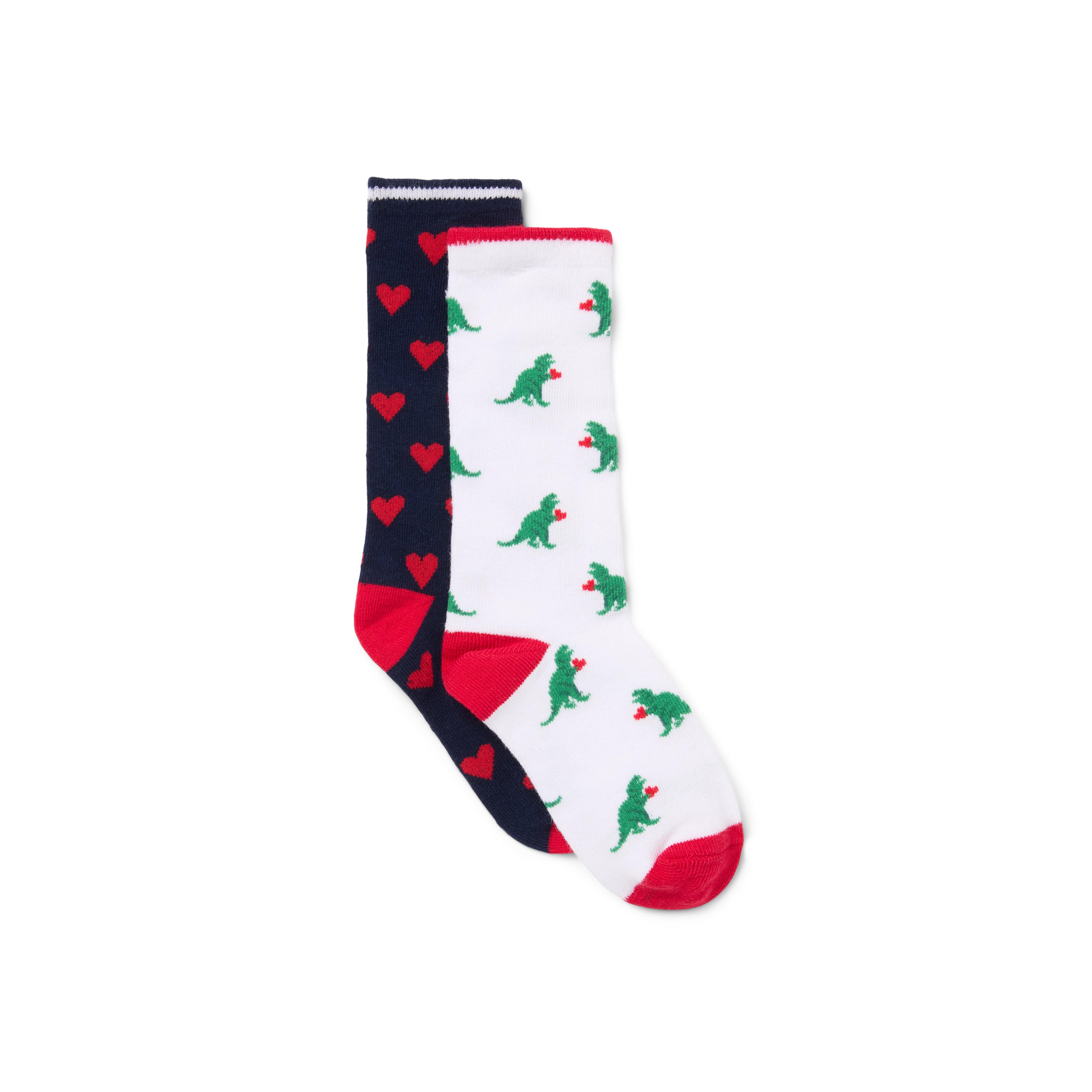 Janie and Jack Dinosaur And Heart Sock 2-Pack