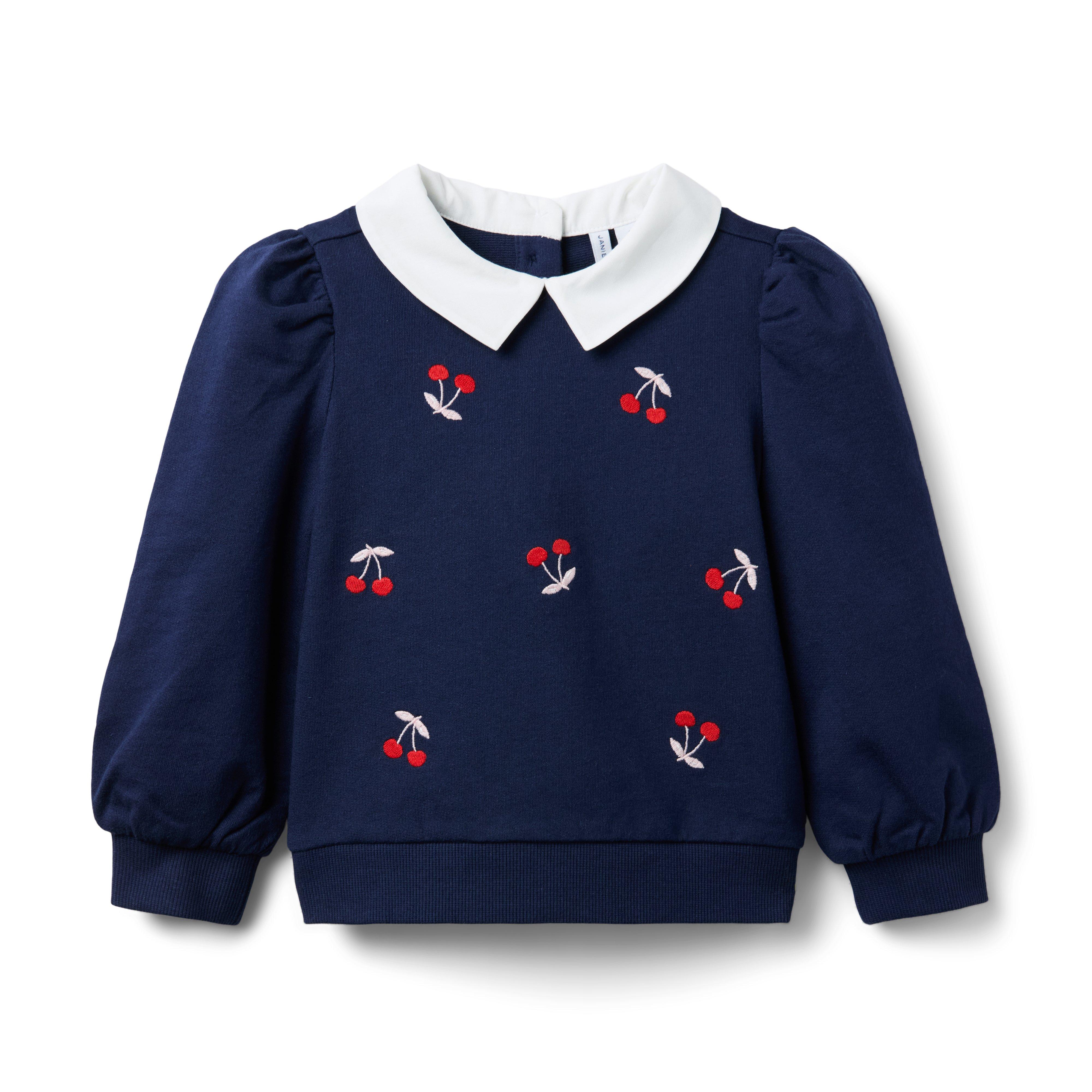 Janie and Jack Embroidered Cherry Collared Sweatshirt