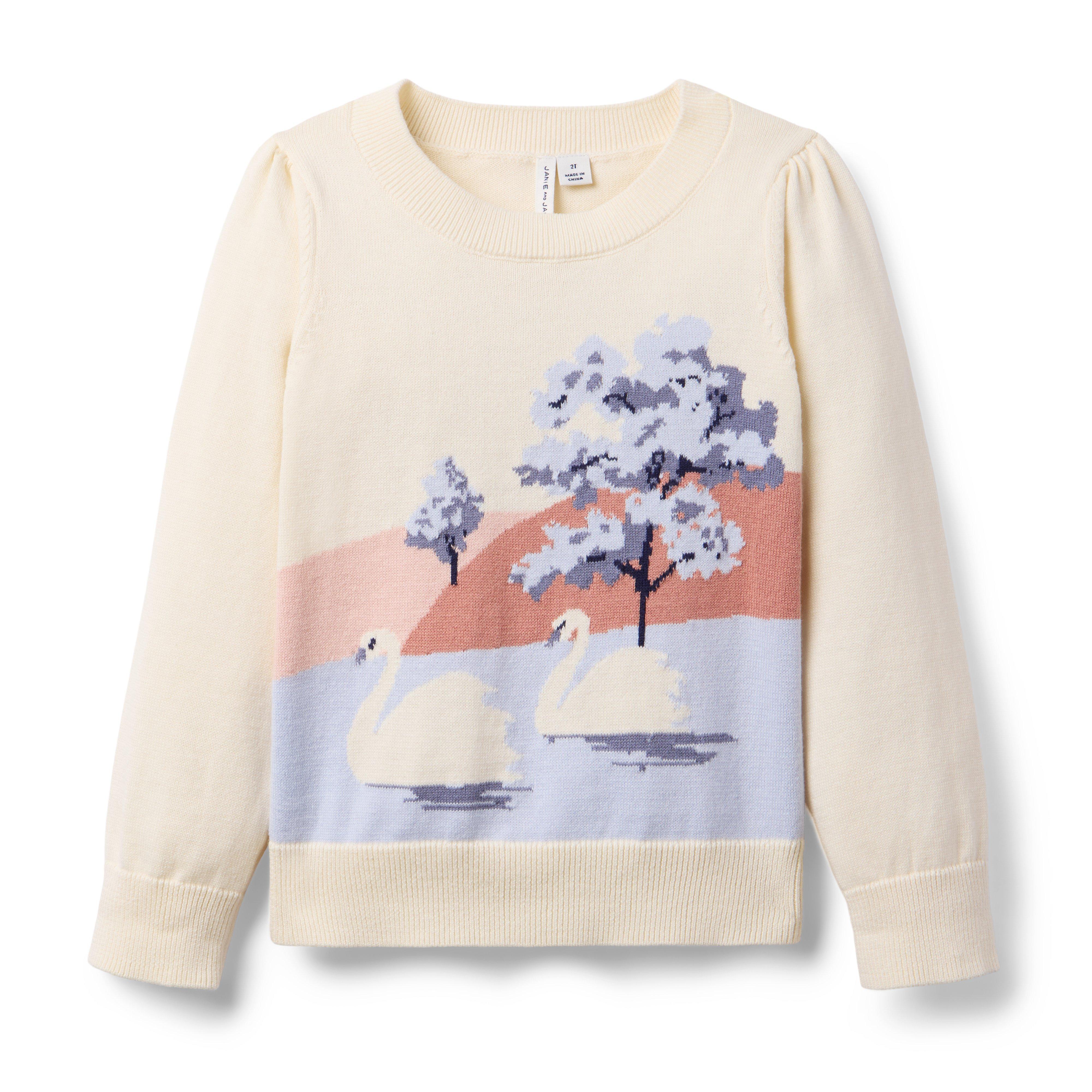 Janie and Jack Swan Puff Sleeve Sweater