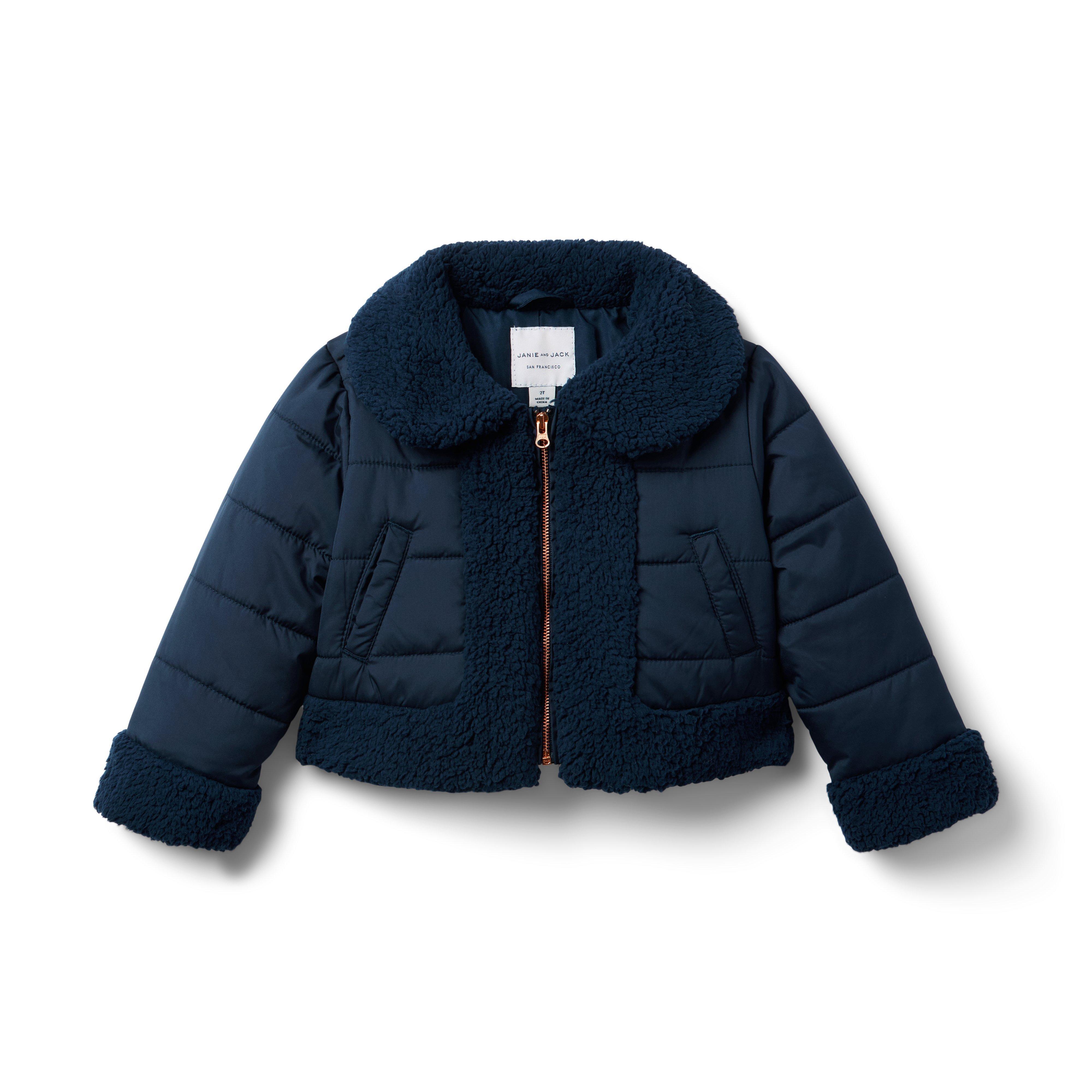 Janie and Jack Quilted Sherpa Trim Jacket