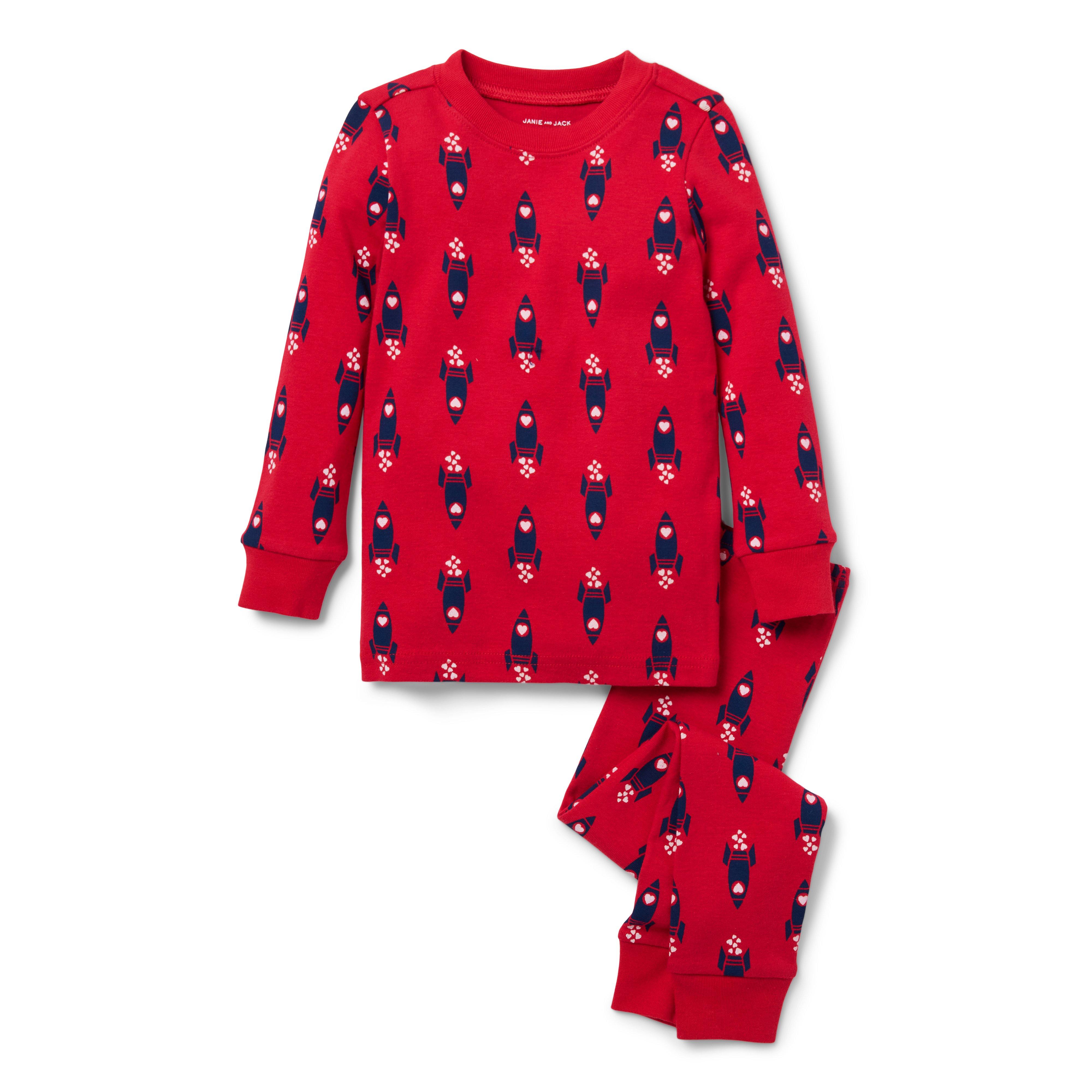 Janie and Jack Good Night Pajama In Rocket Hearts