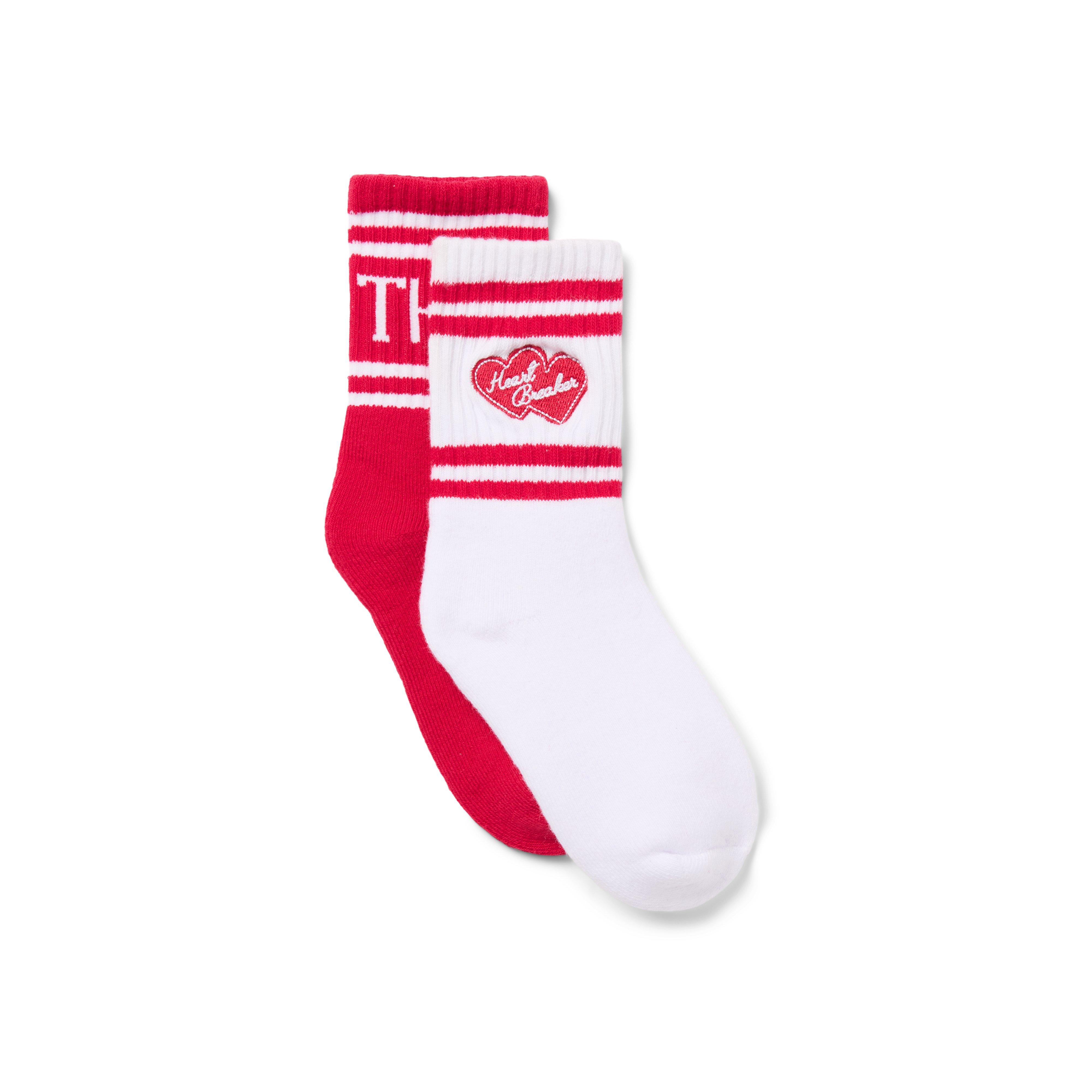 Janie and Jack Valentine Striped Crew Sock 2-Pack