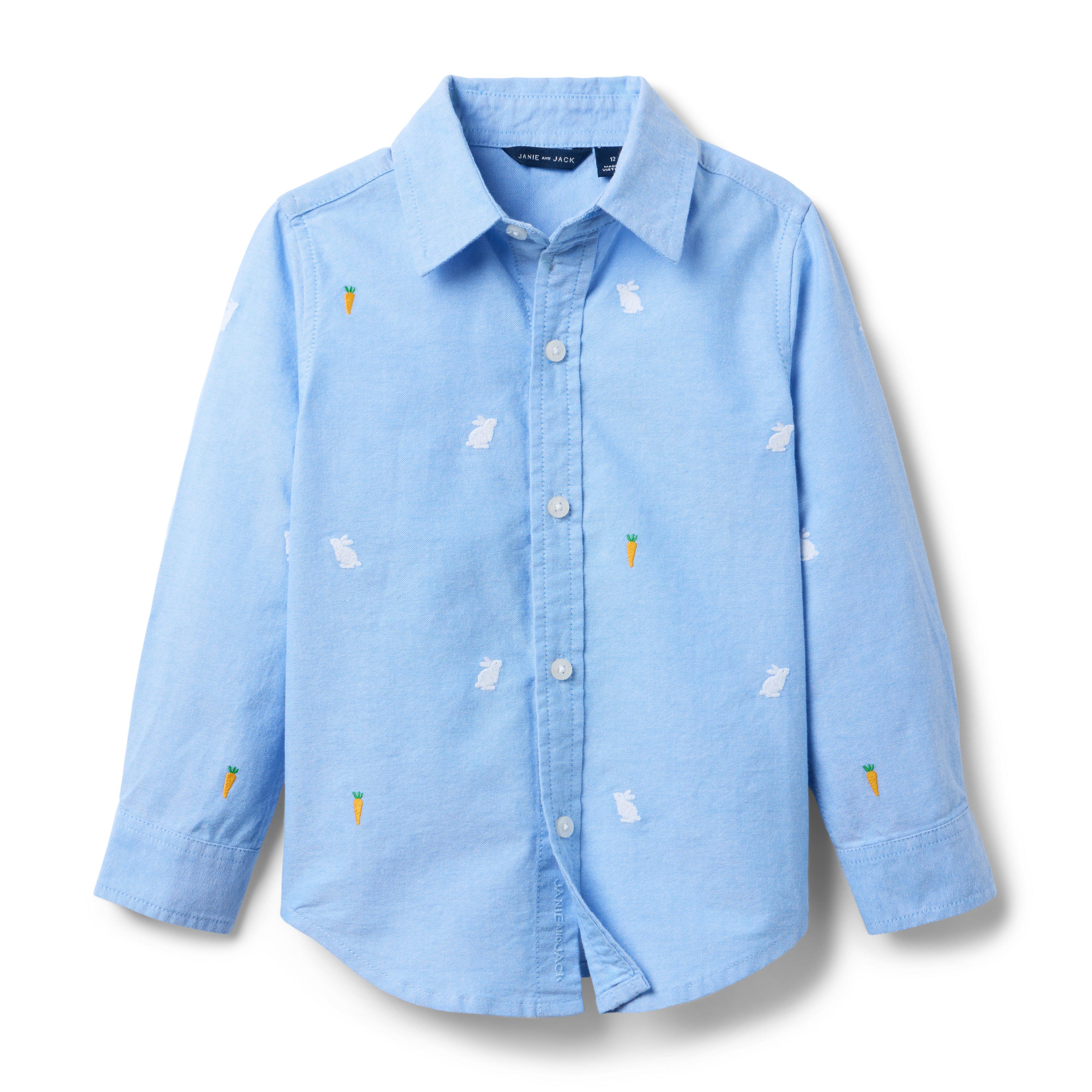 Janie and Jack The Embroidered Bunny Oxford Shirt