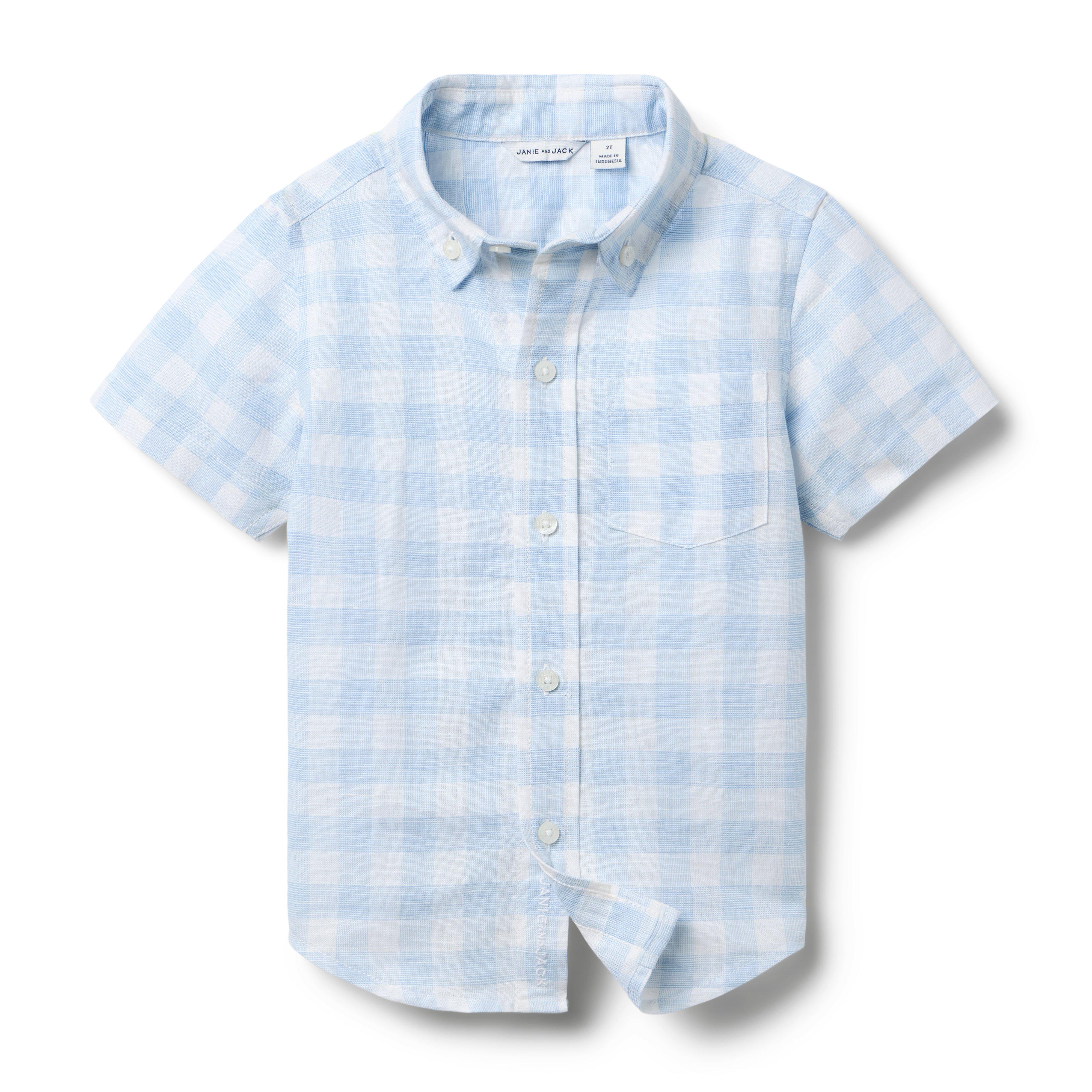 Janie and Jack Gingham Linen-Cotton Shirt