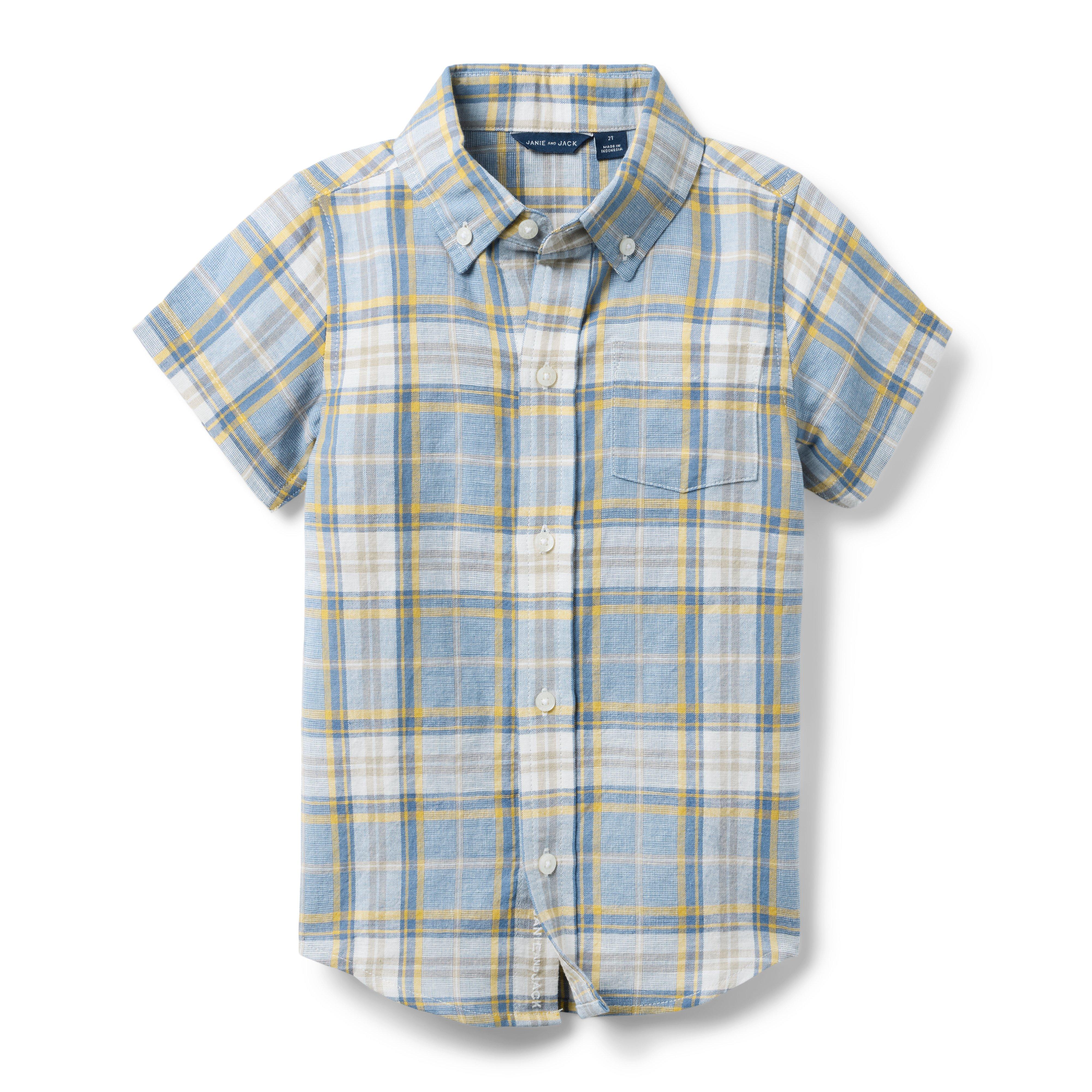 Janie and Jack Plaid Linen-Cotton Shirt