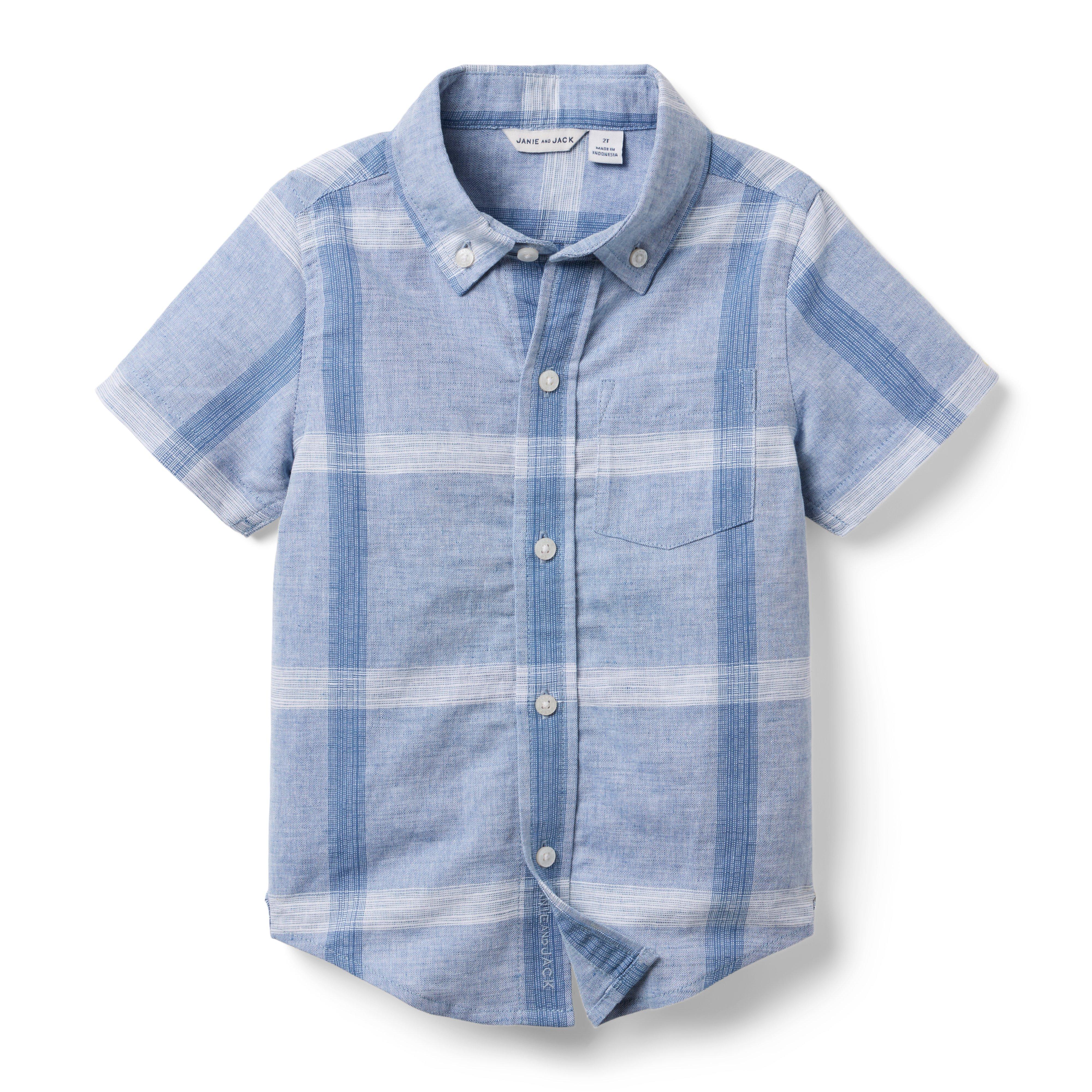 Janie and Jack Plaid Linen-Cotton Shirt