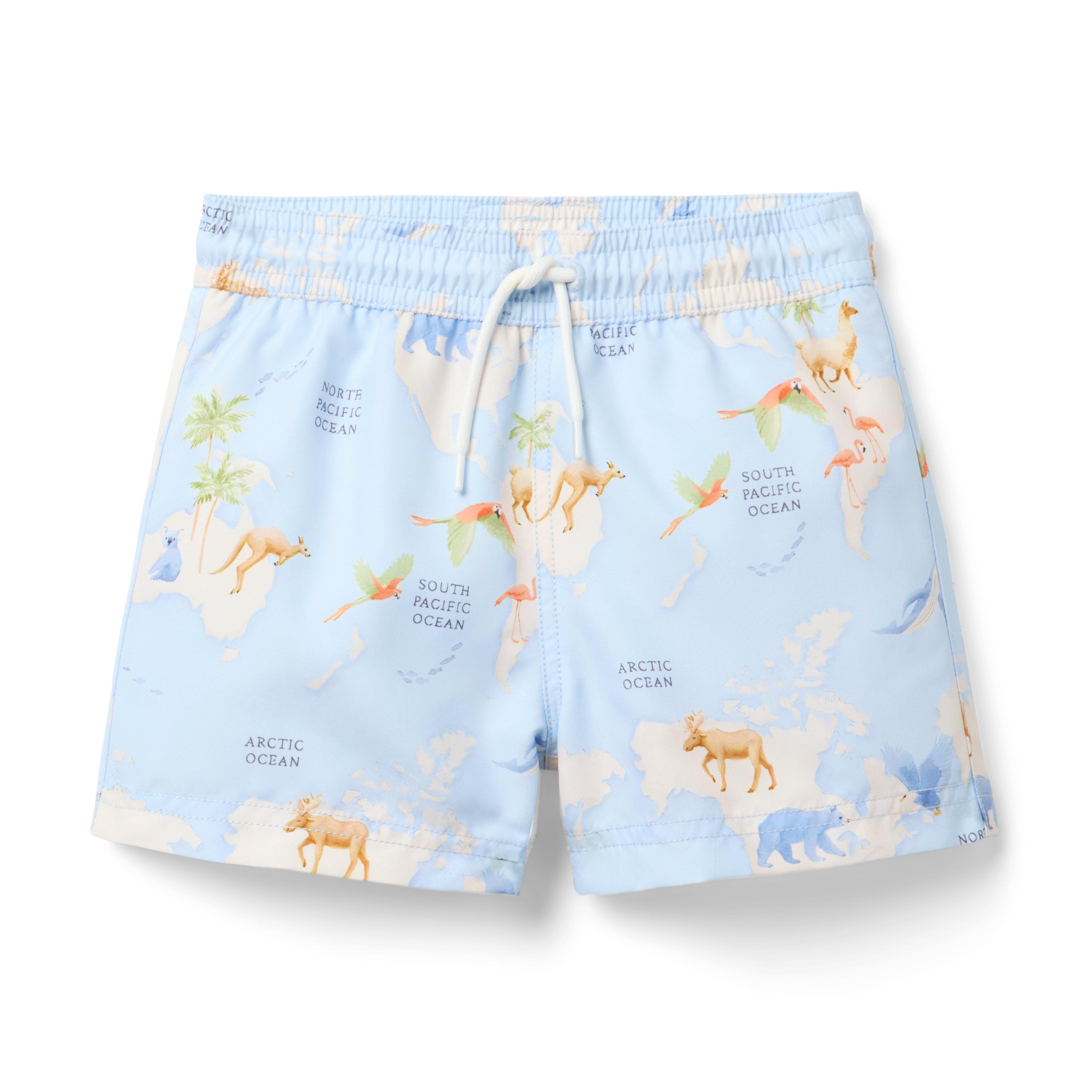 Janie and Jack Recycled Animal Map Swim Trunk