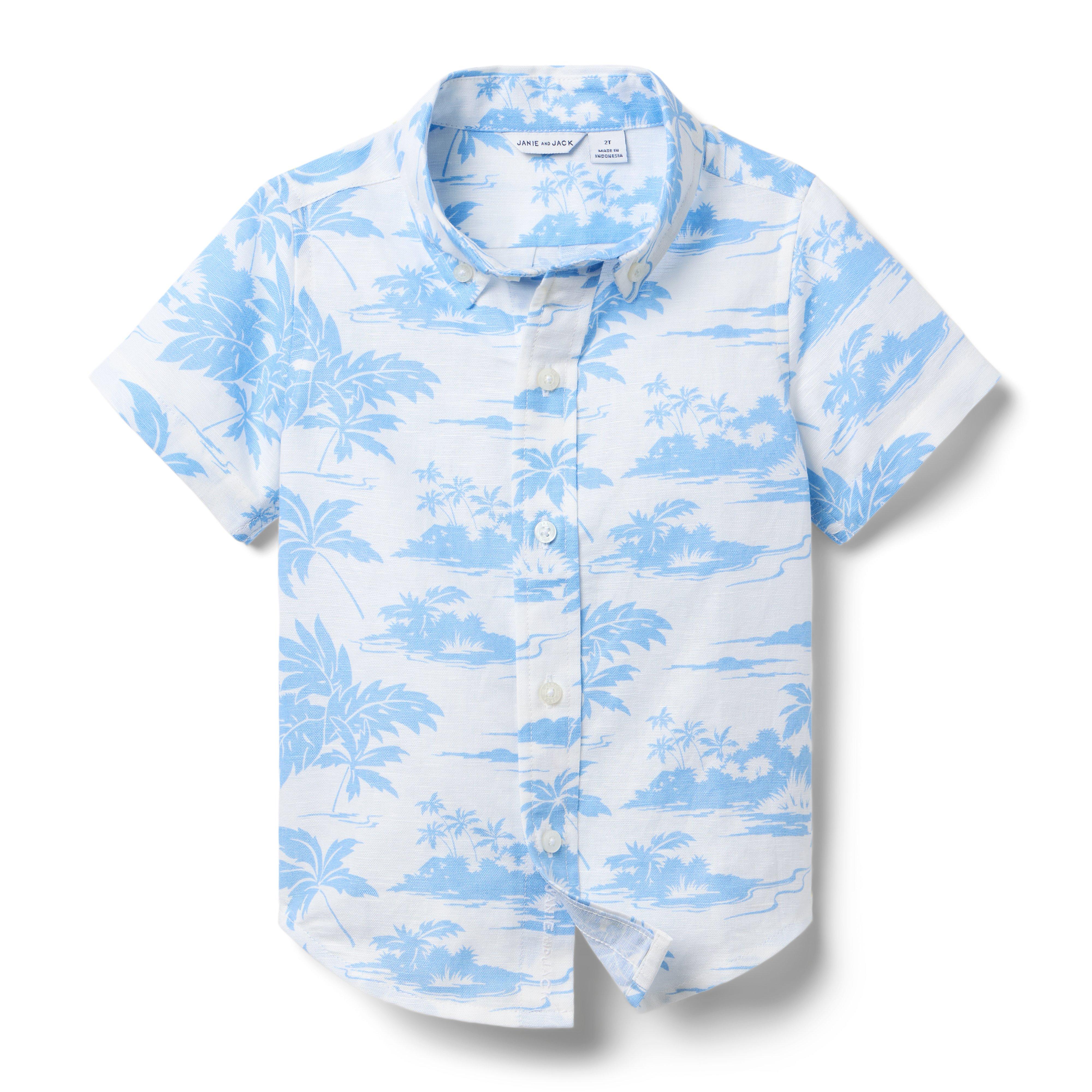Janie and Jack Island Toile Linen-Cotton Shirt