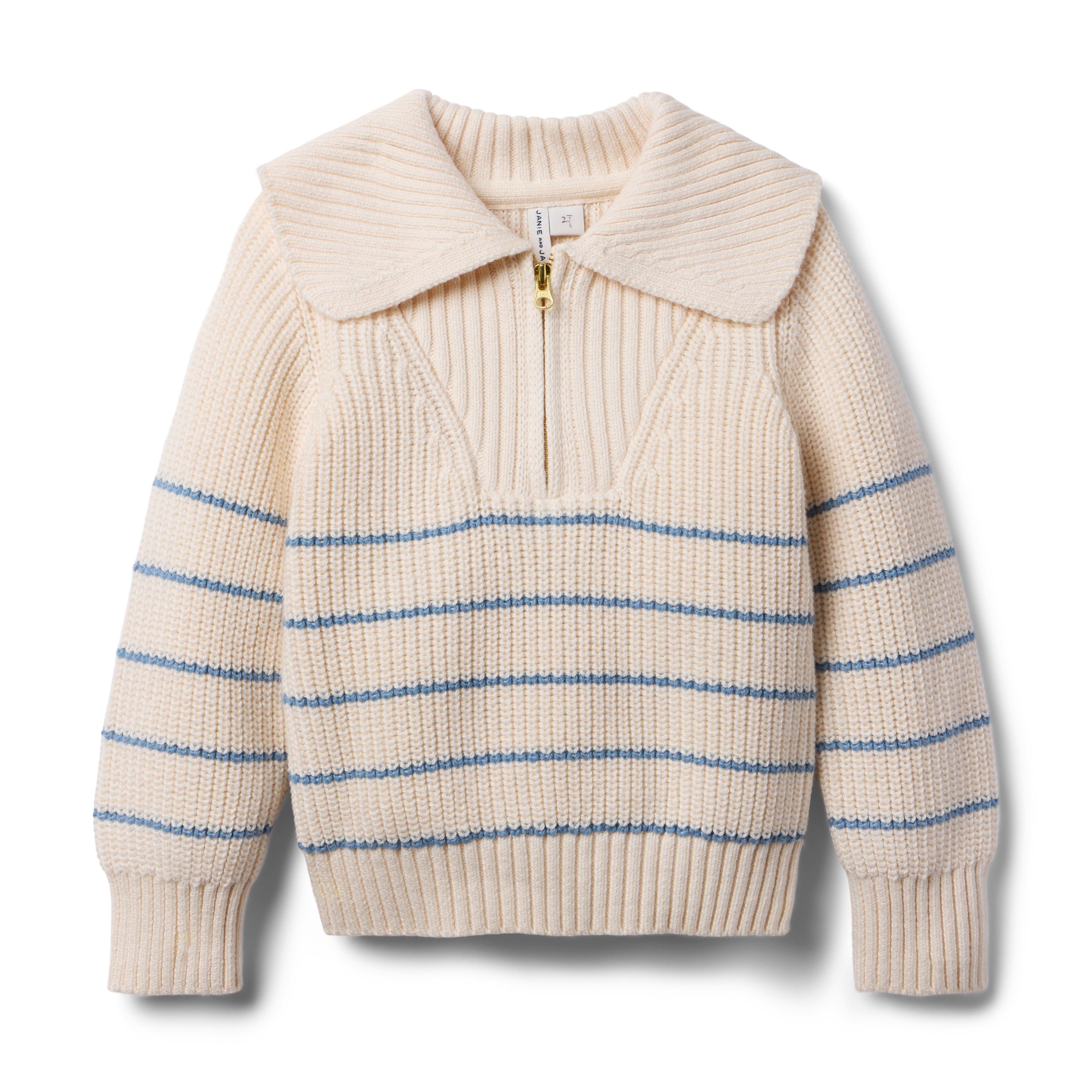 Janie and Jack Striped Half-Zip Sweater
