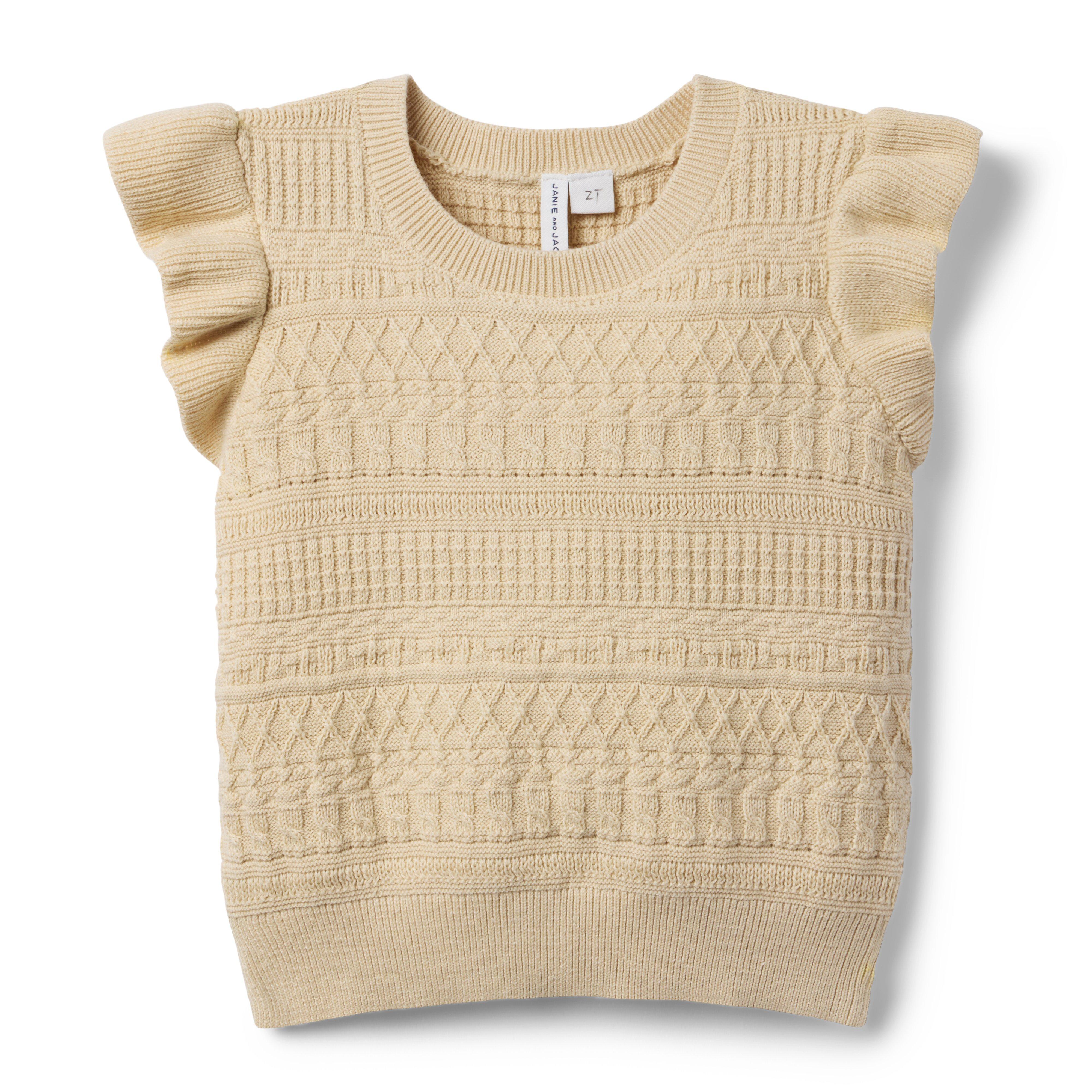 Janie and Jack Textured Flutter Sleeve Sweater