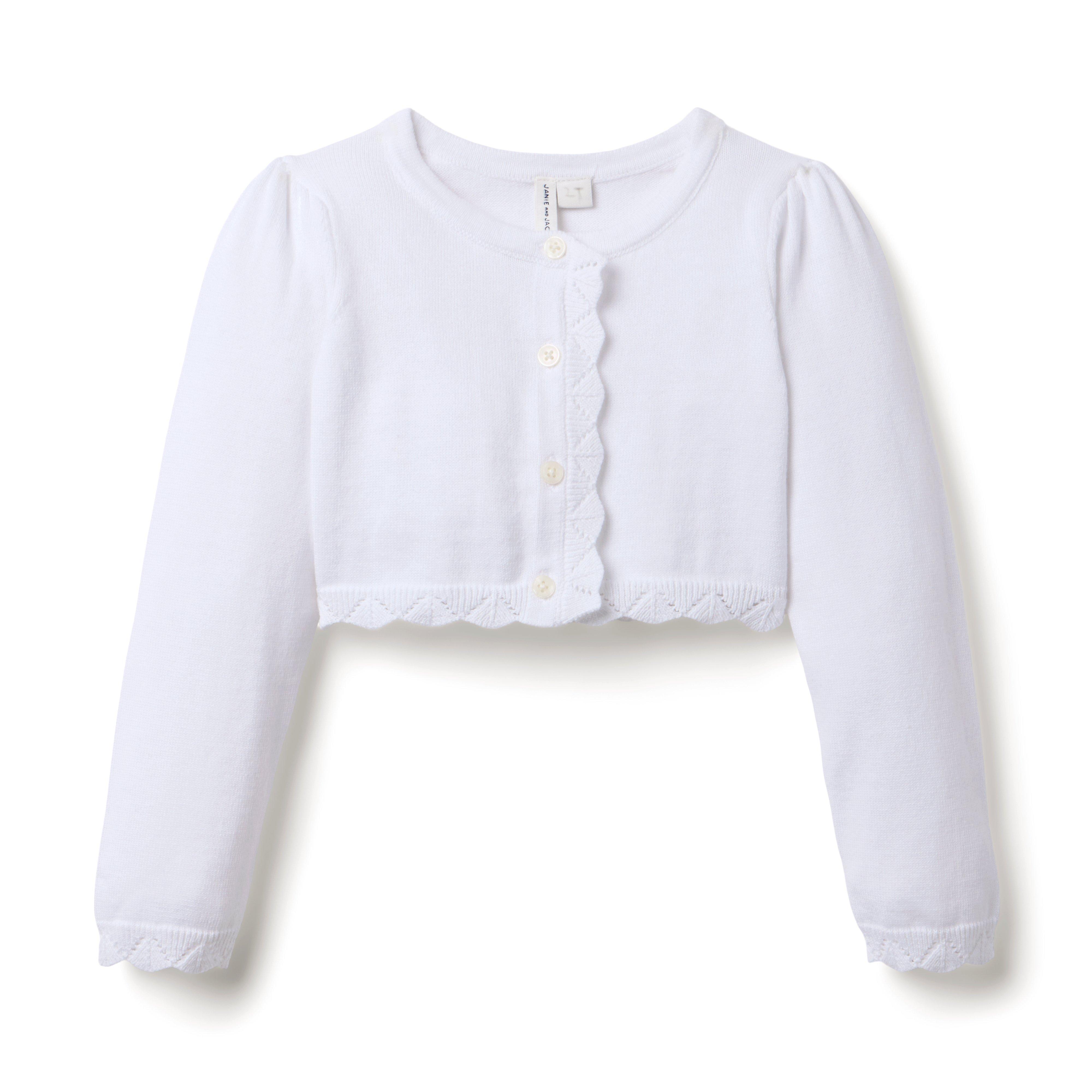 Janie and Jack Crochet Trim Cropped Cardigan
