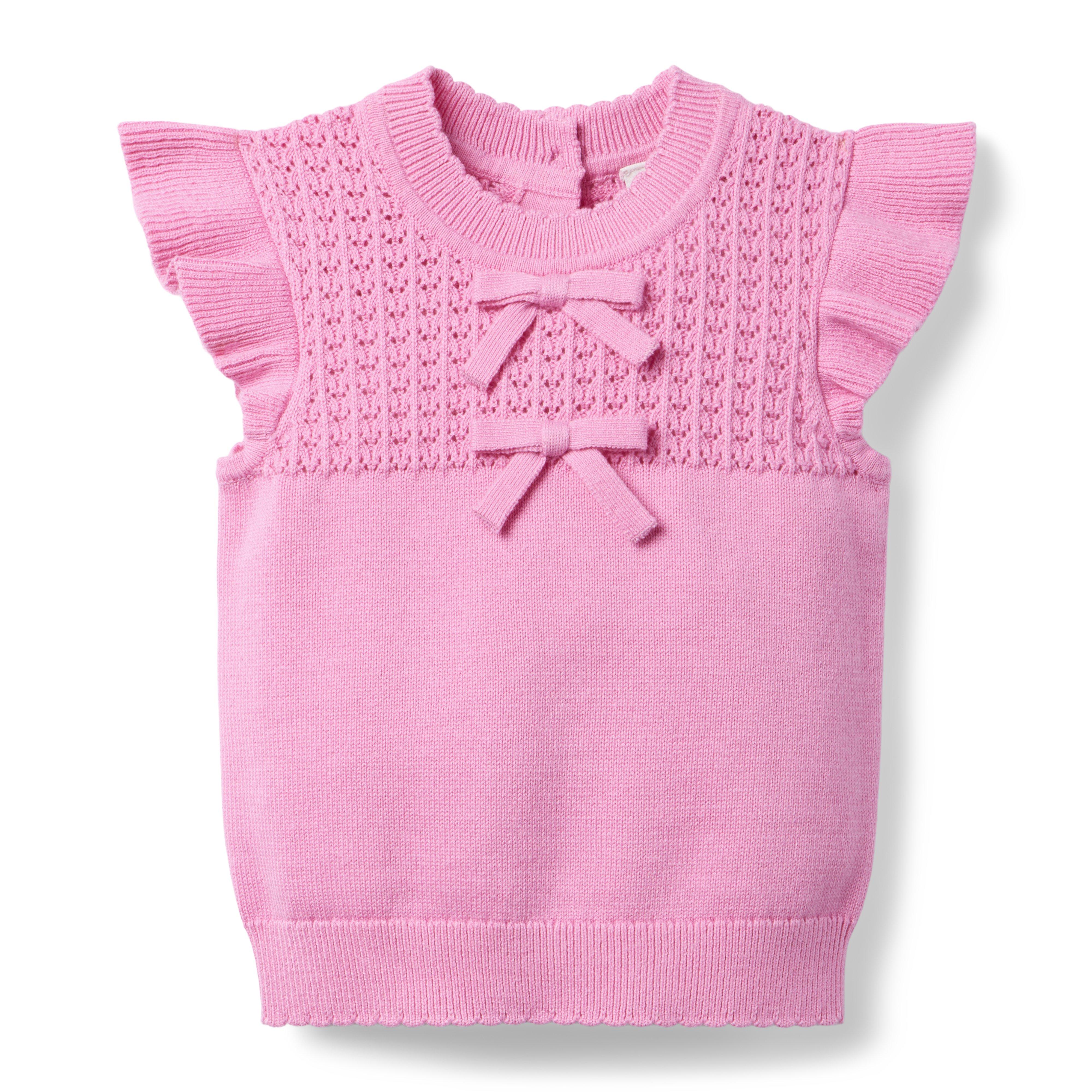 Janie and Jack Pointelle Bow Sweater Top