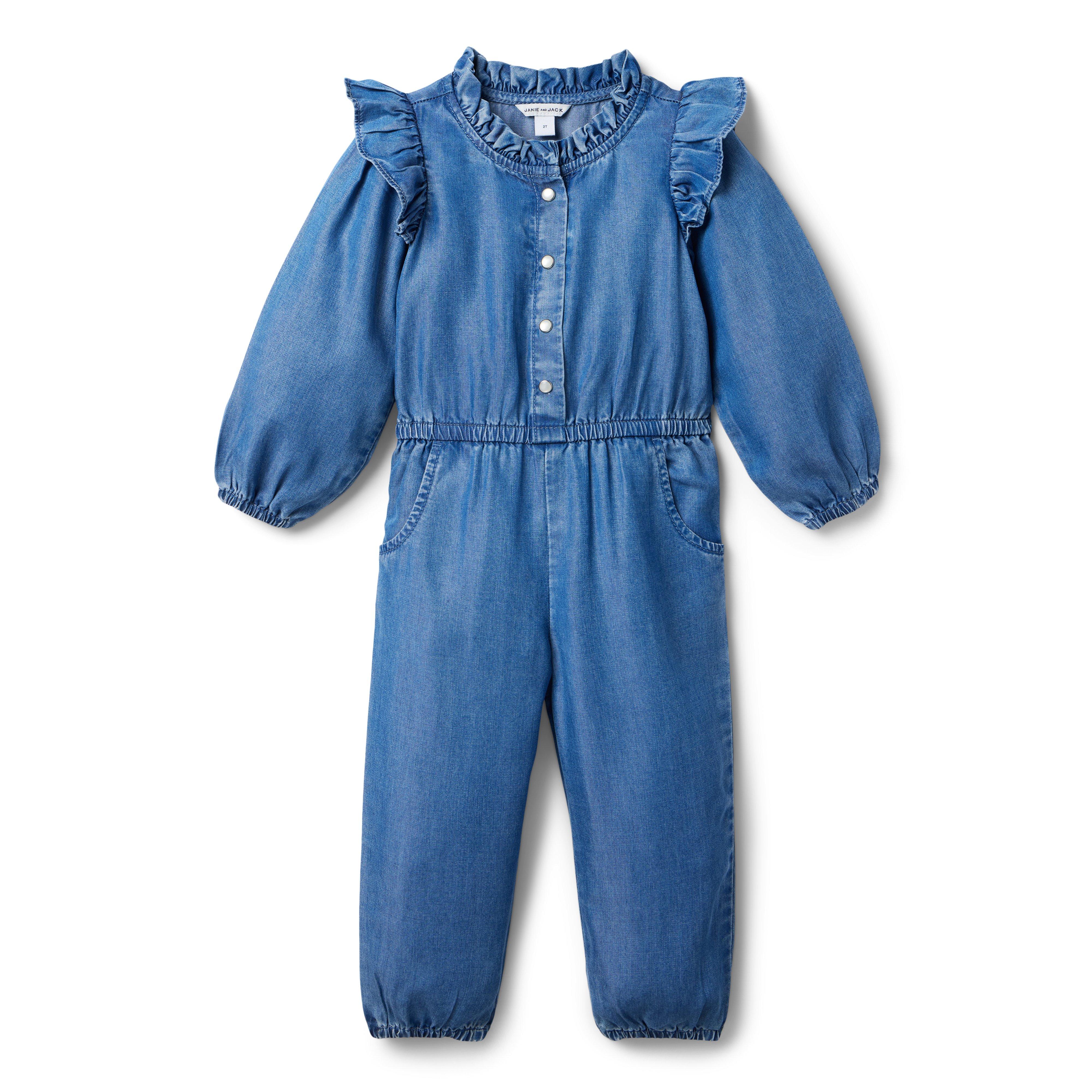 Janie and Jack The Chambray Ruffle Jumpsuit