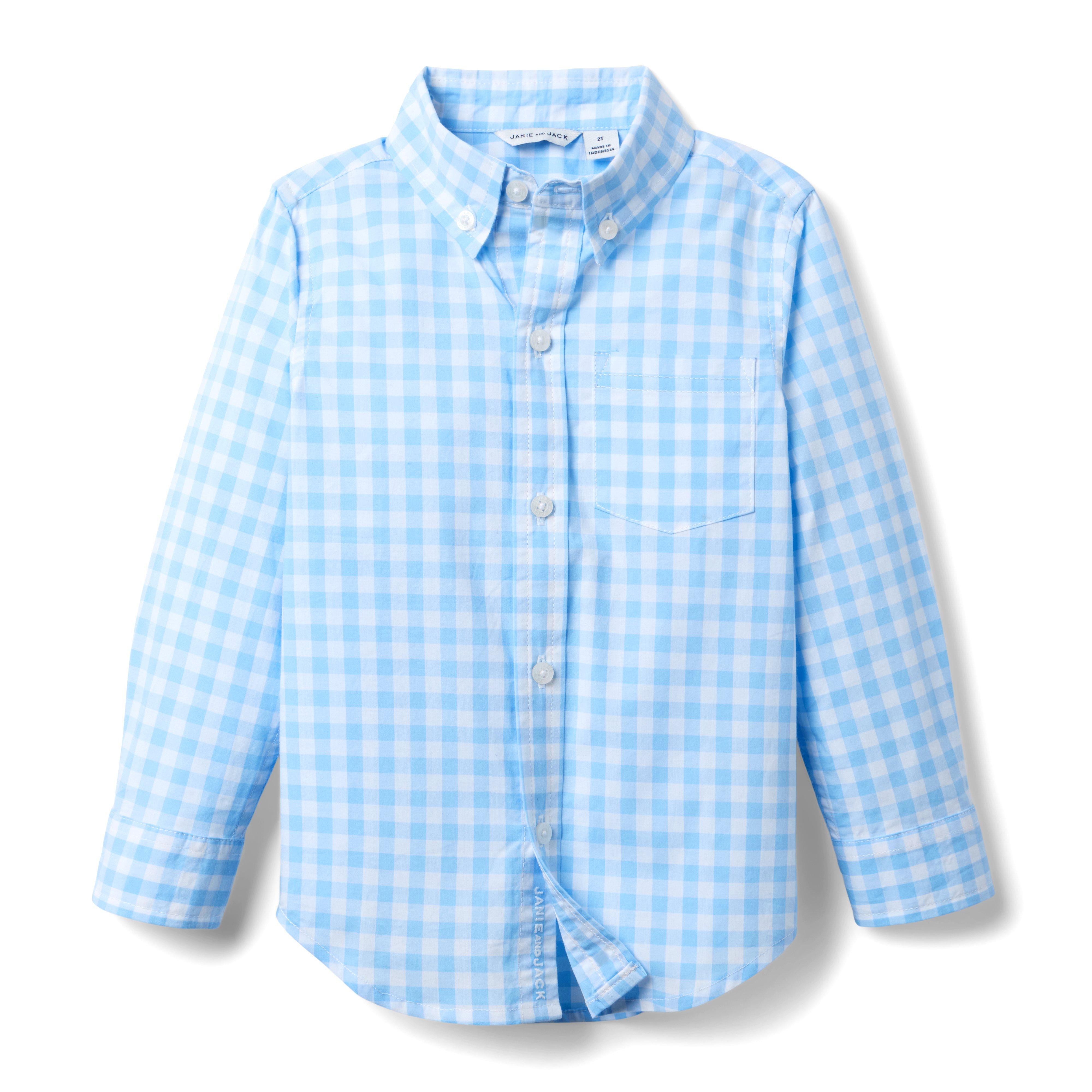 Janie and Jack Gingham Poplin Shirt