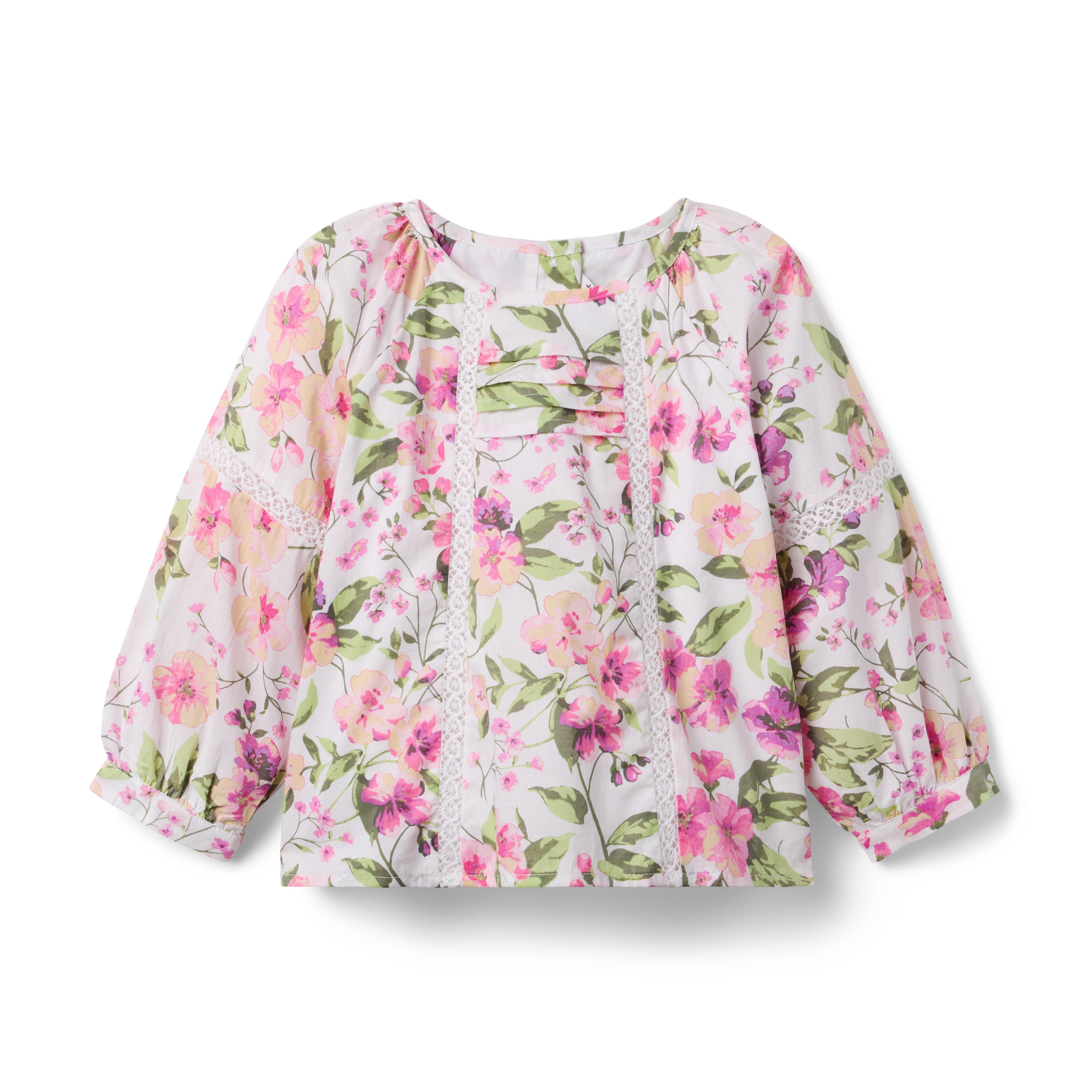 Janie and Jack Floral Pintuck Top