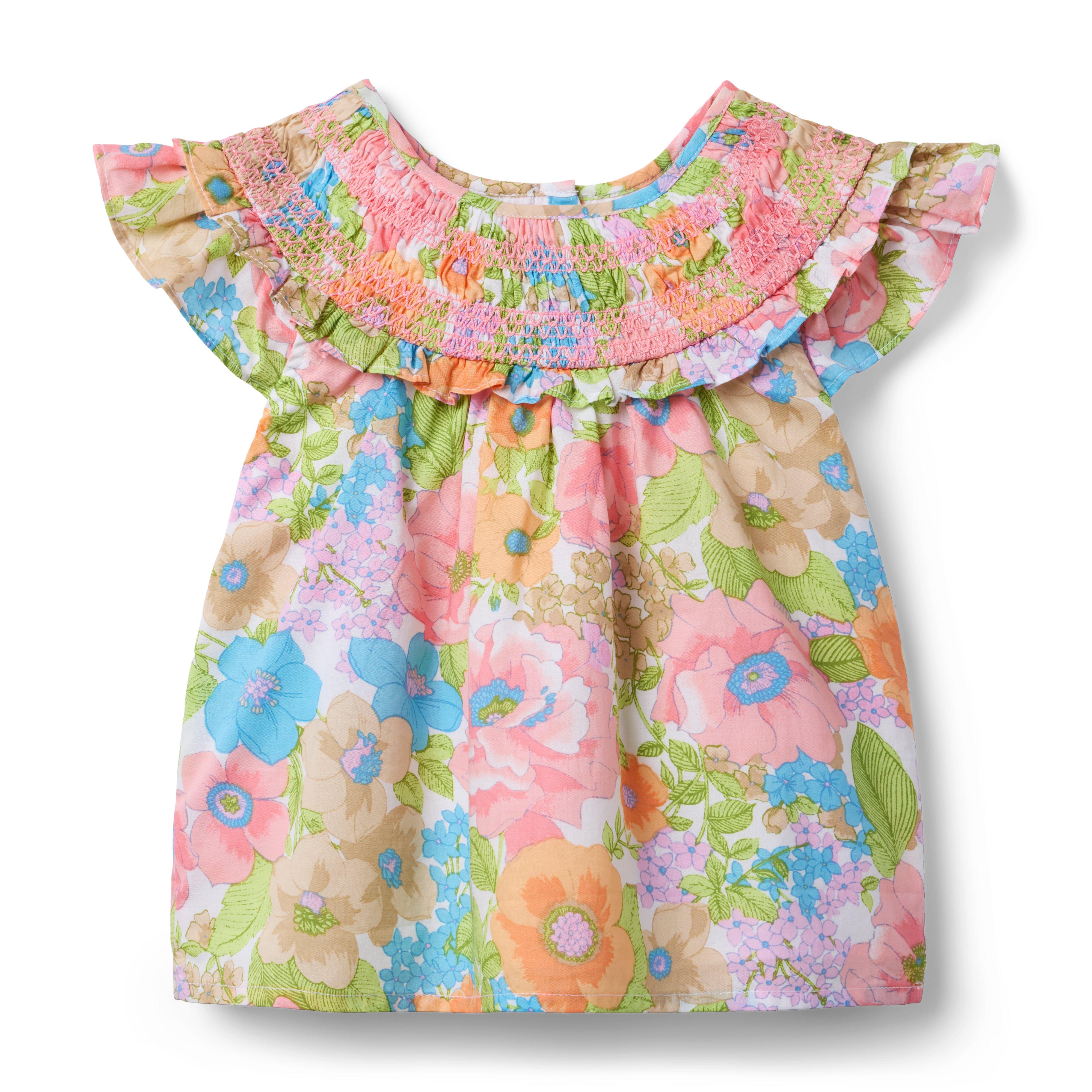 Janie and Jack Floral Smocked Ruffle Top