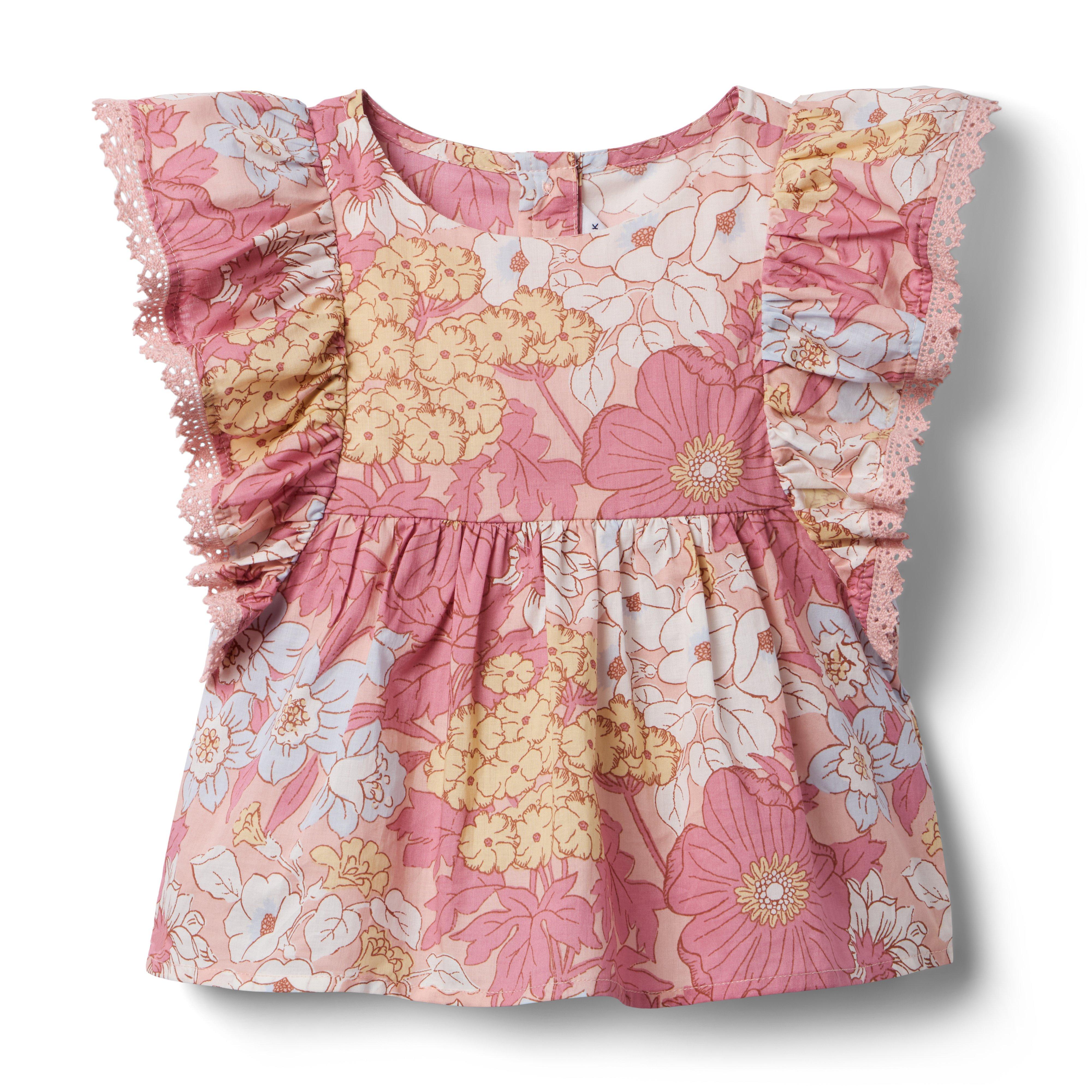 Janie and Jack Floral Lace Trim Top