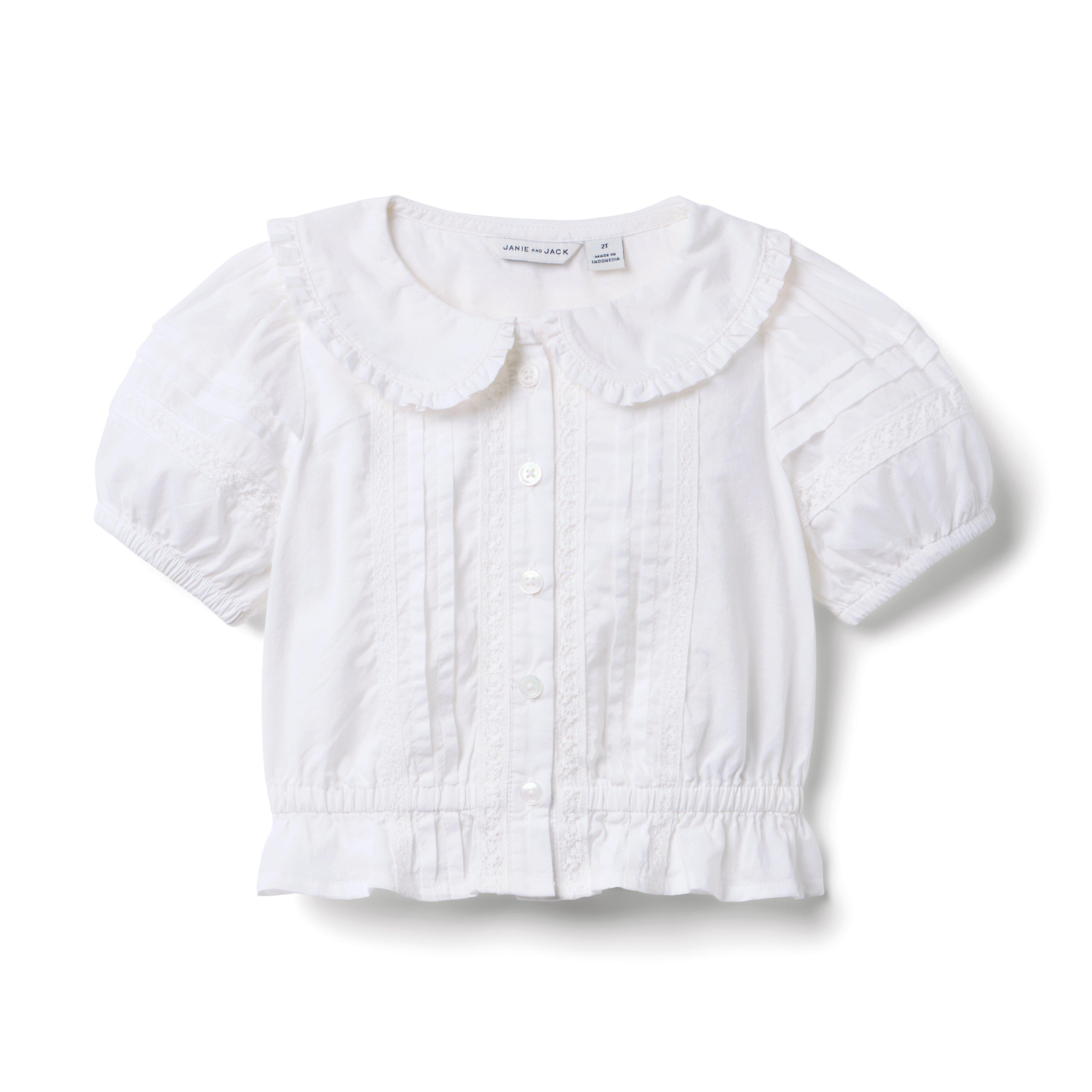Janie and Jack Pintuck Lace Trim Top