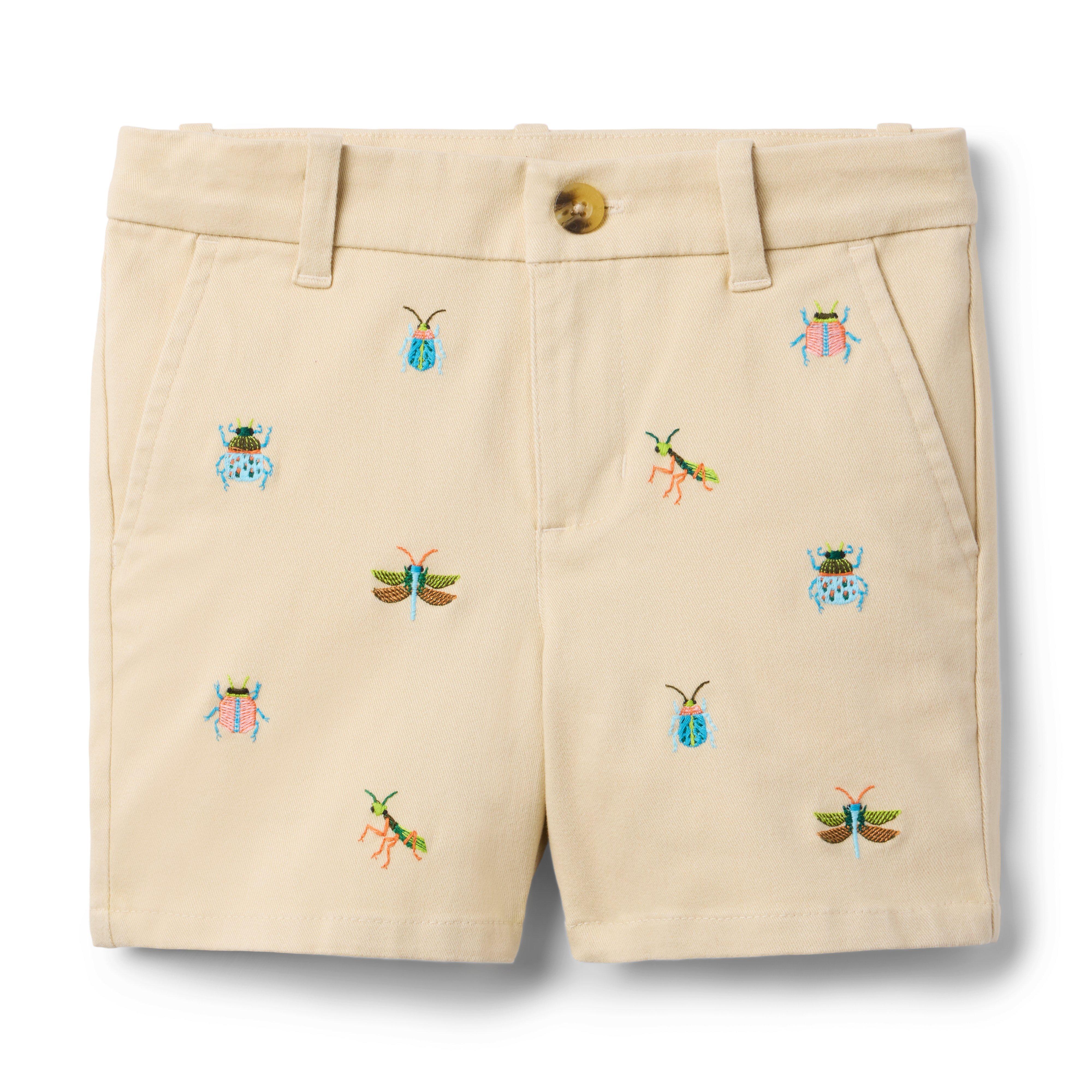 Janie and Jack Embroidered Bug Friends Twill Short