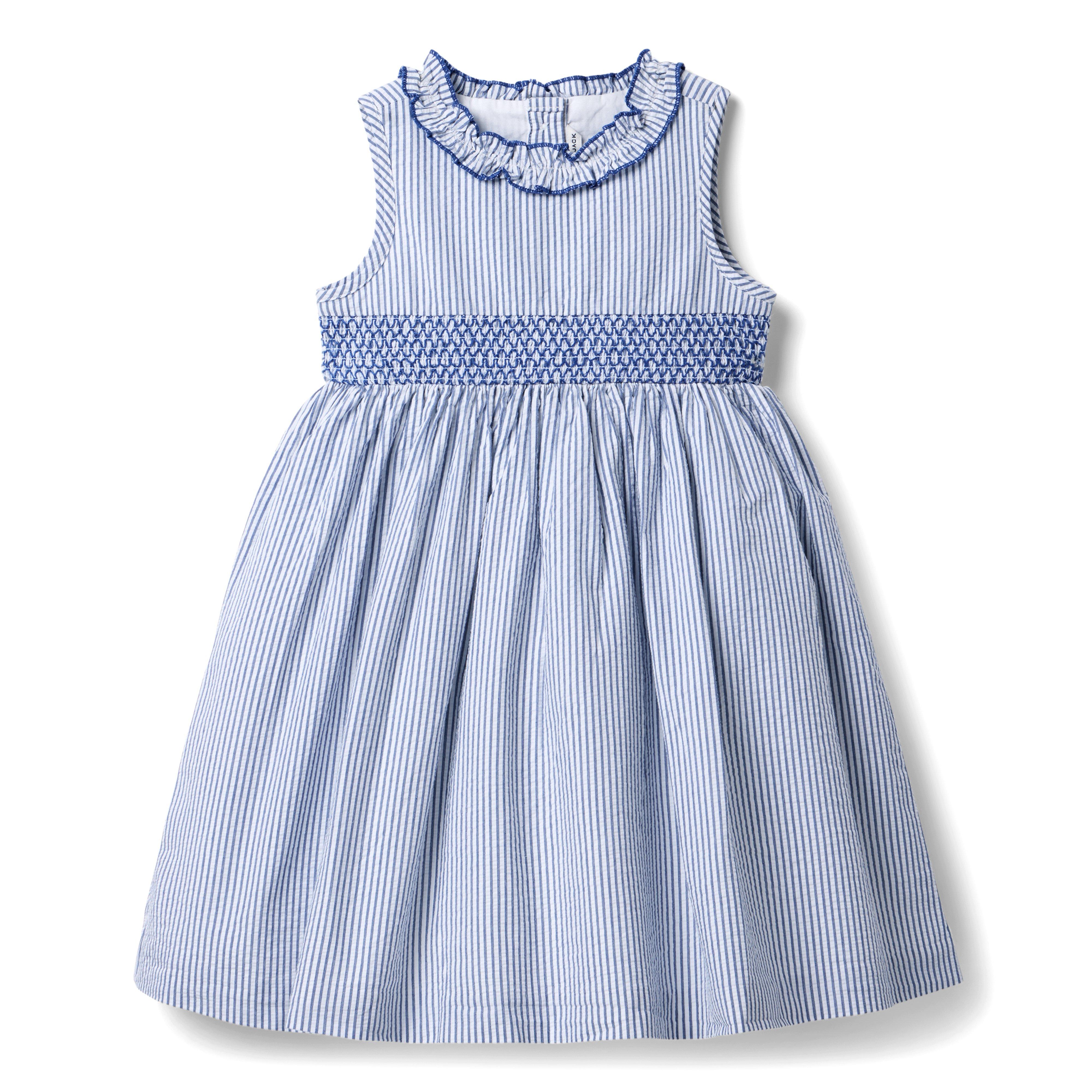 Janie and Jack Striped Seersucker Ruffle Collar Dress