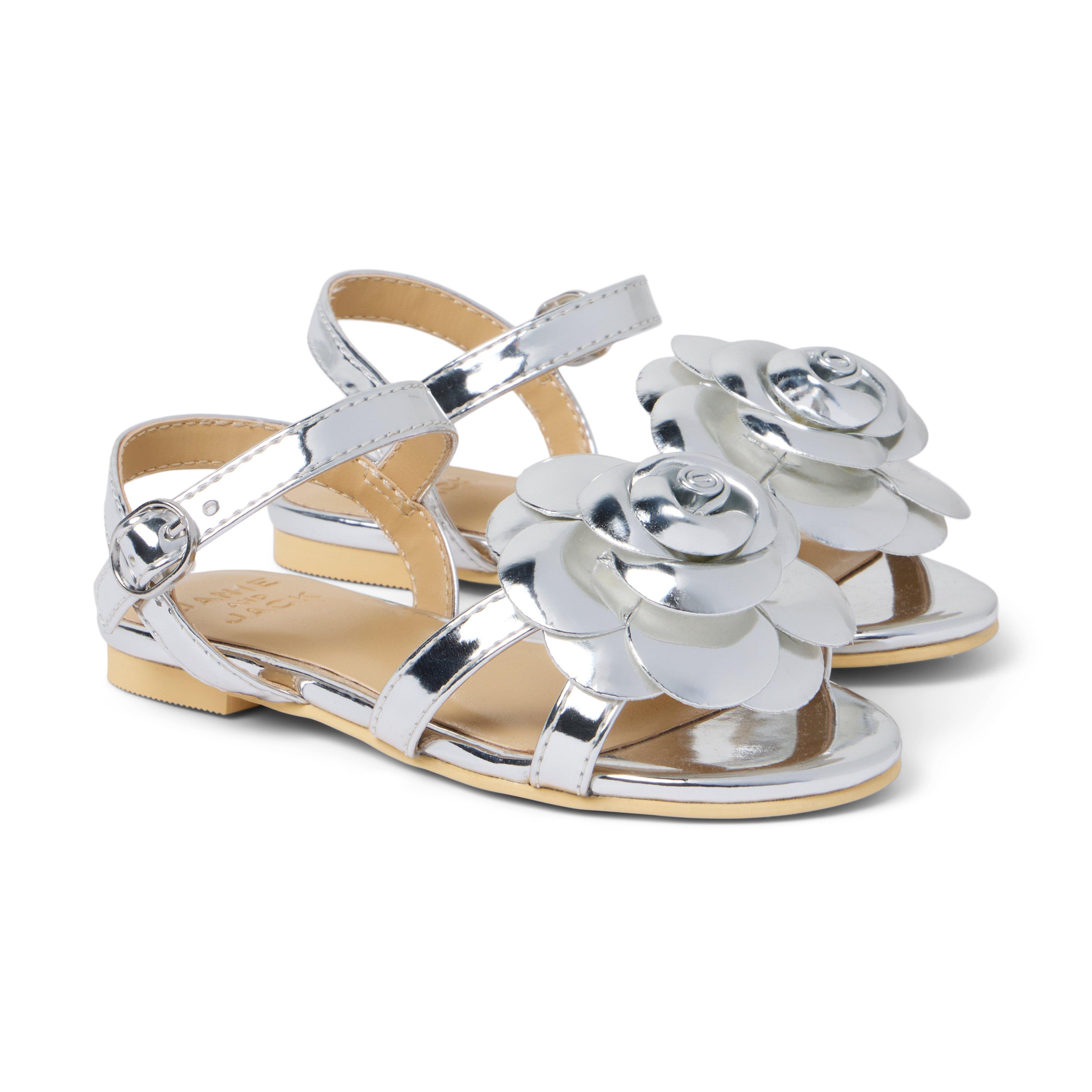 Janie and Jack Metallic Flower Sandal