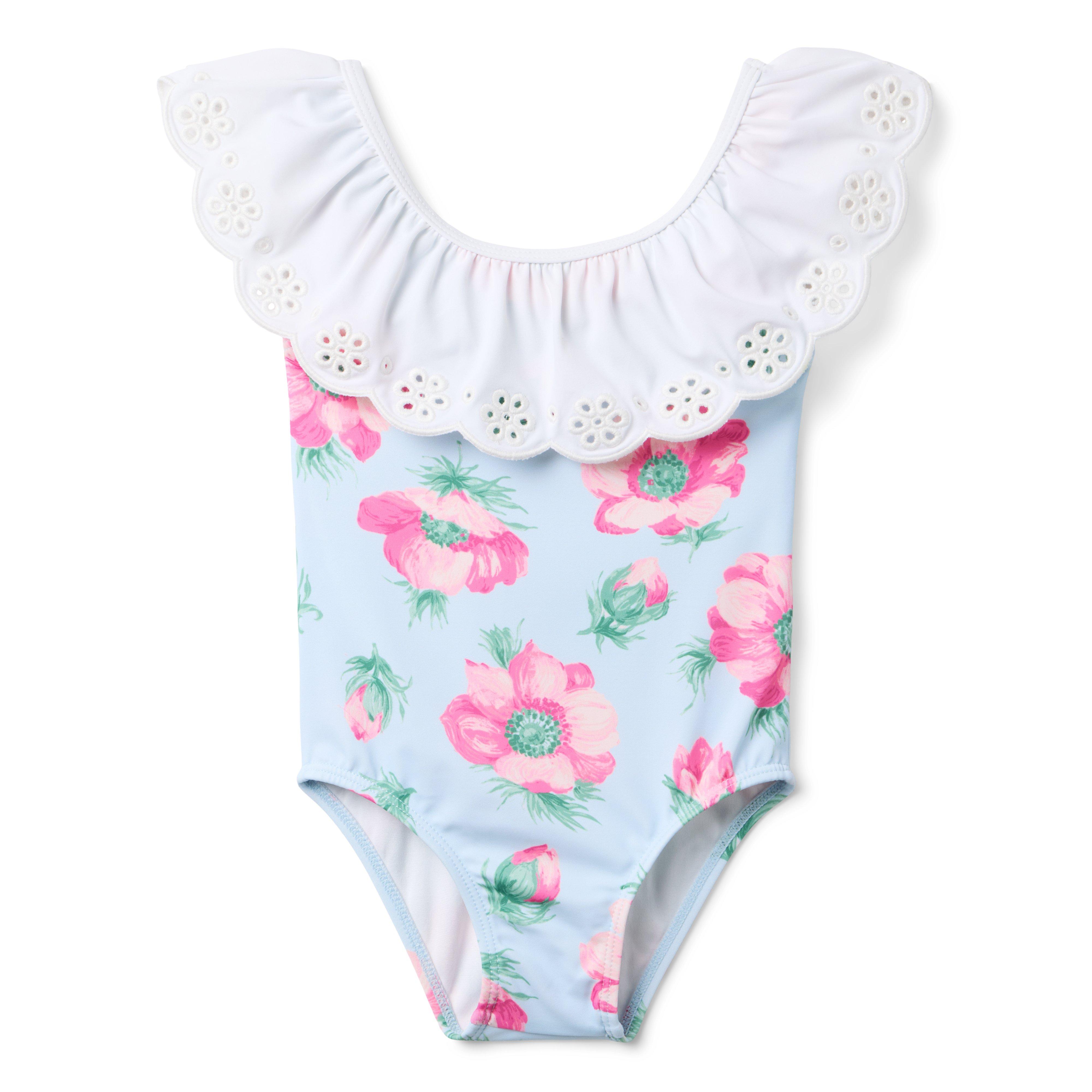 Janie and Jack Recycled Floral Eyelet Ruffle Swimsuit