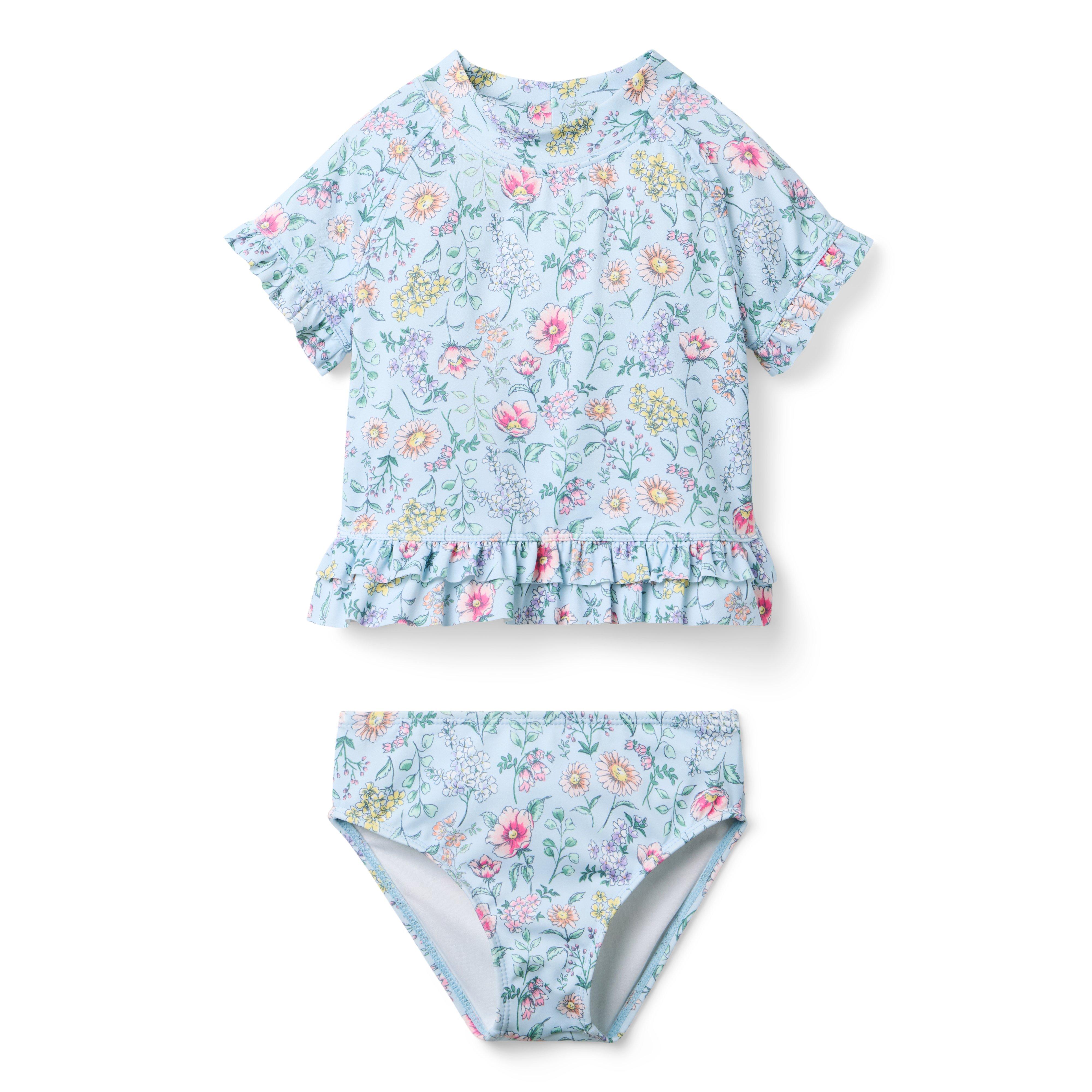 Janie and Jack Recycled Floral Rash Guard Swimsuit