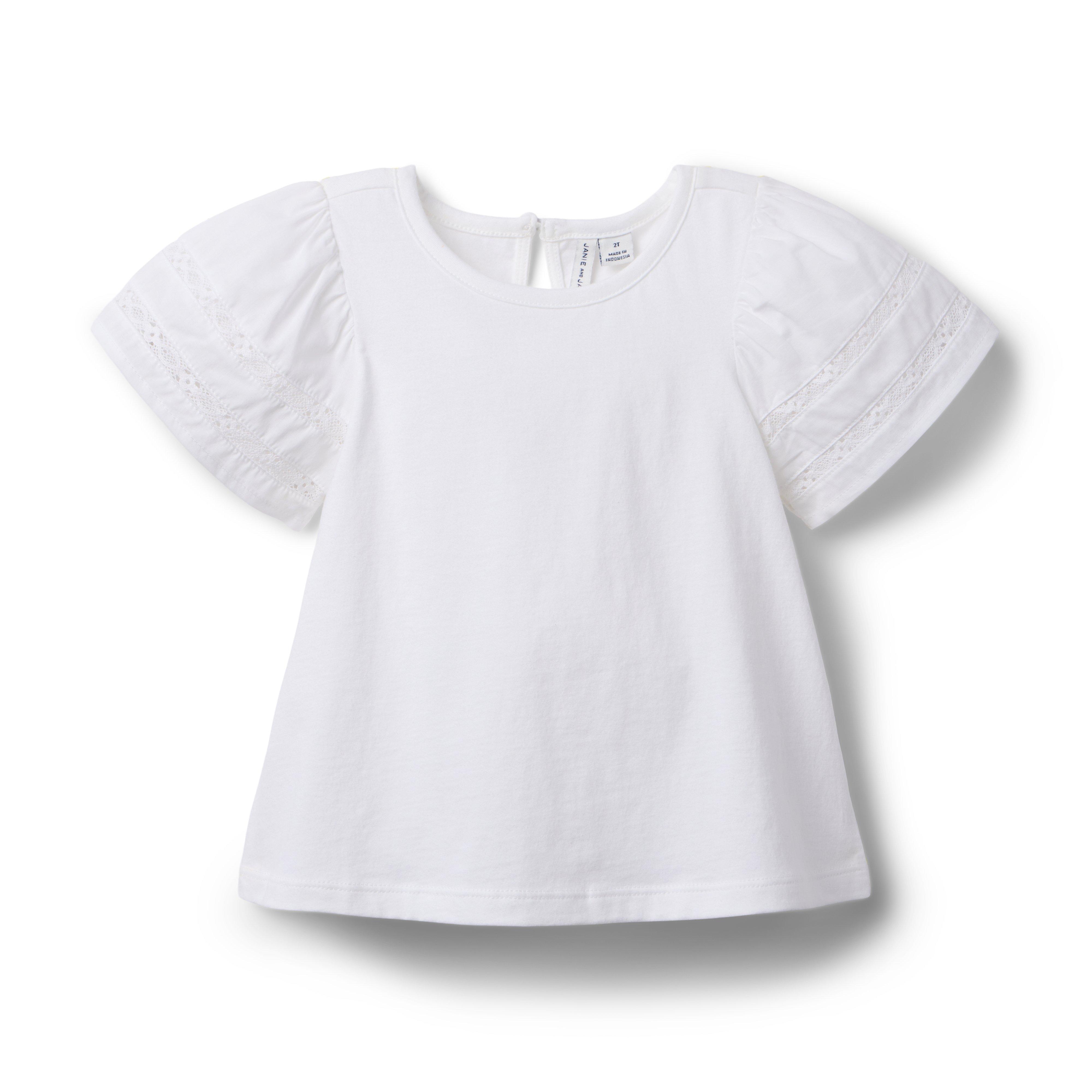 Janie and Jack Lace Trim Puff Sleeve Top