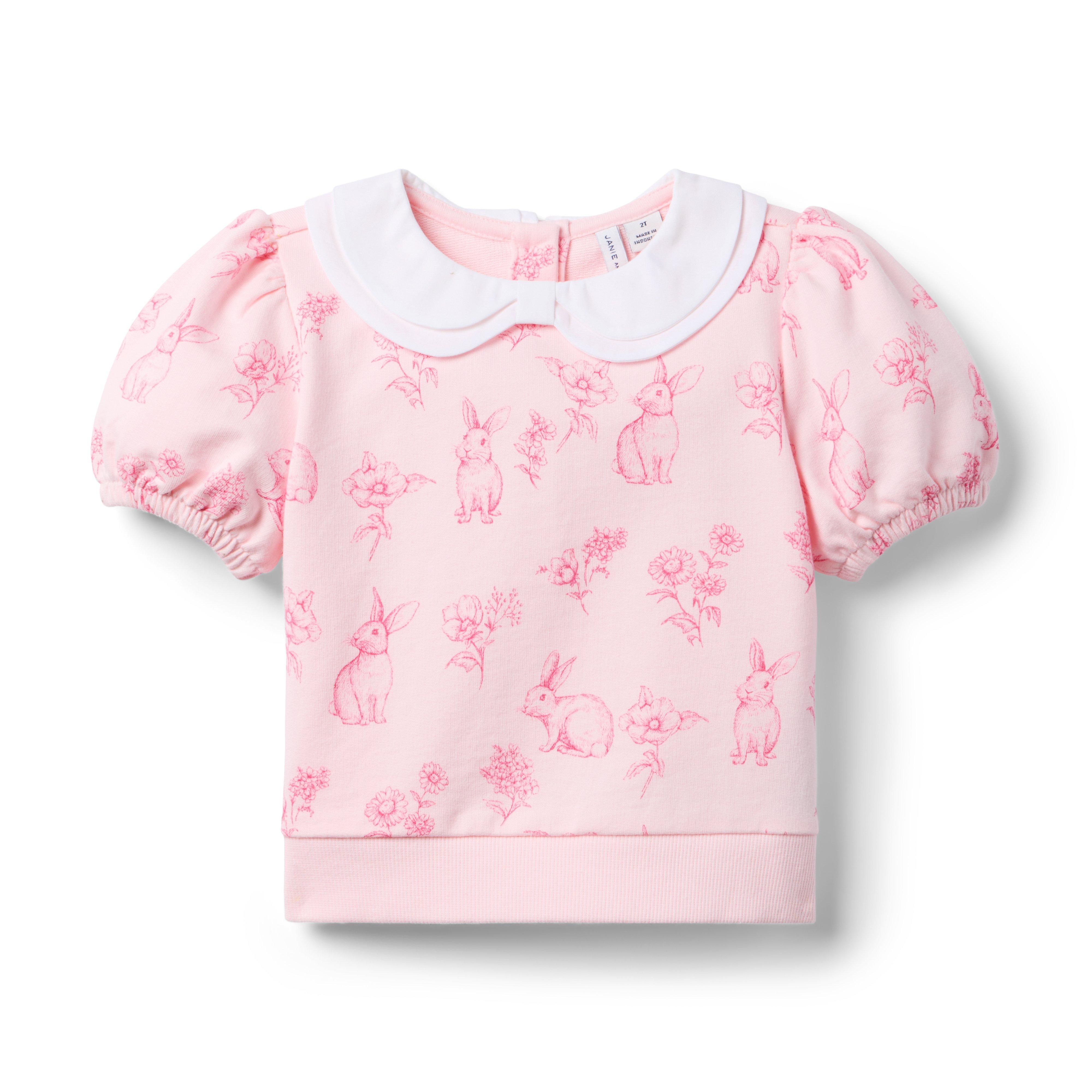 Janie and Jack Bunny Floral Puff Sleeve Sweatshirt